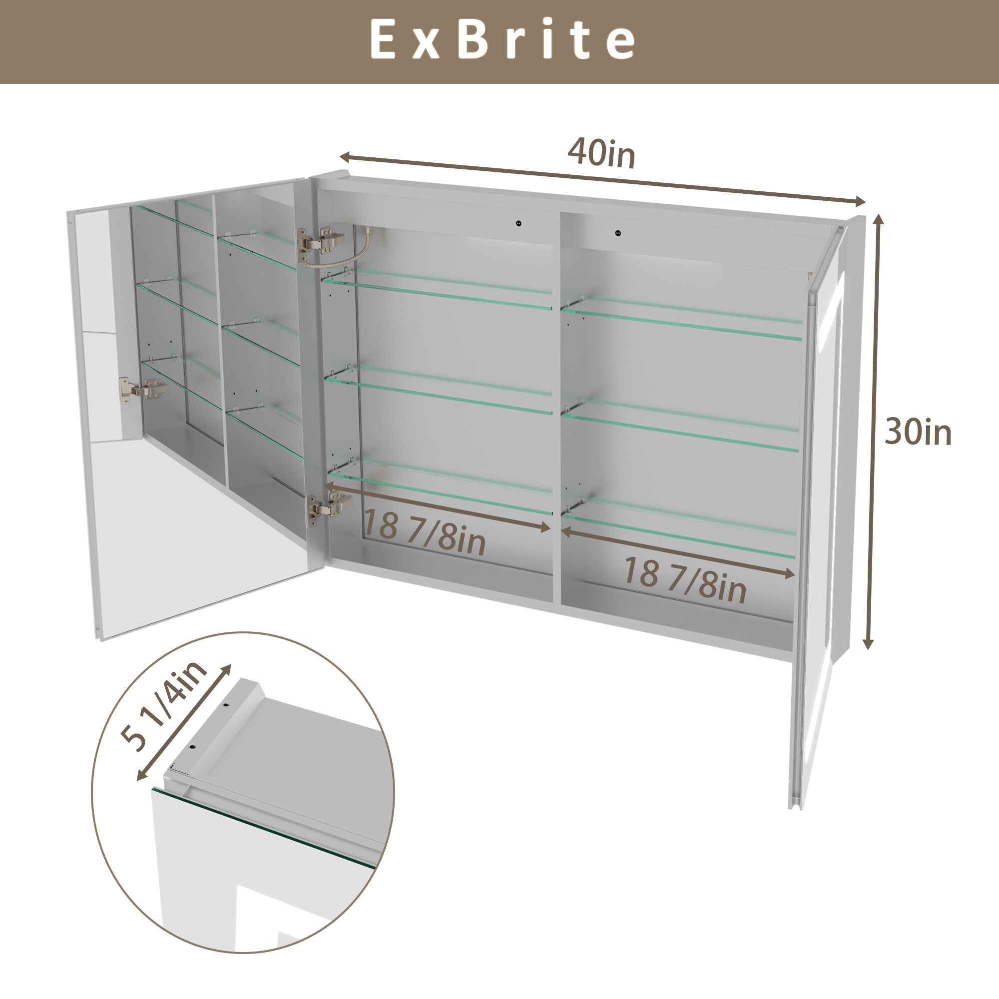 ExBrite EBMC4030V3DX Bathroom-Medicine-Cabinets - View #2