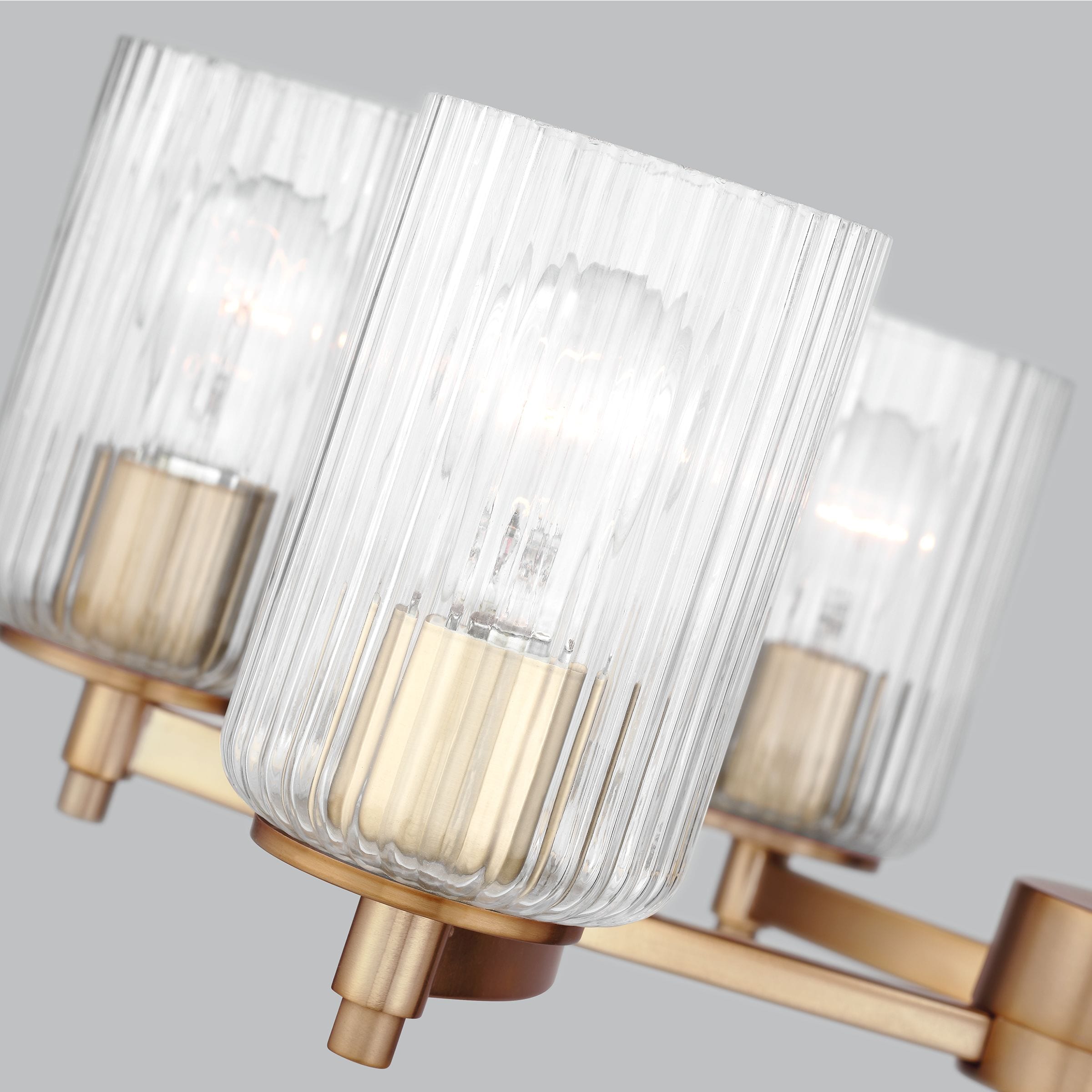 Beaumont Satin Brass 6-Light Chandelier with Clear Fluted Glass Shades