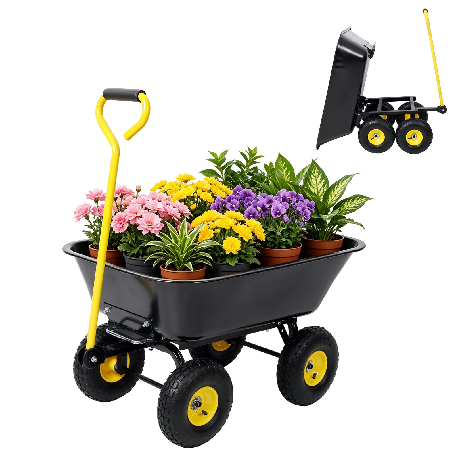 Maocao Hoom - 4-cu ft 4 Wheel Steel Push Wheelbarrow