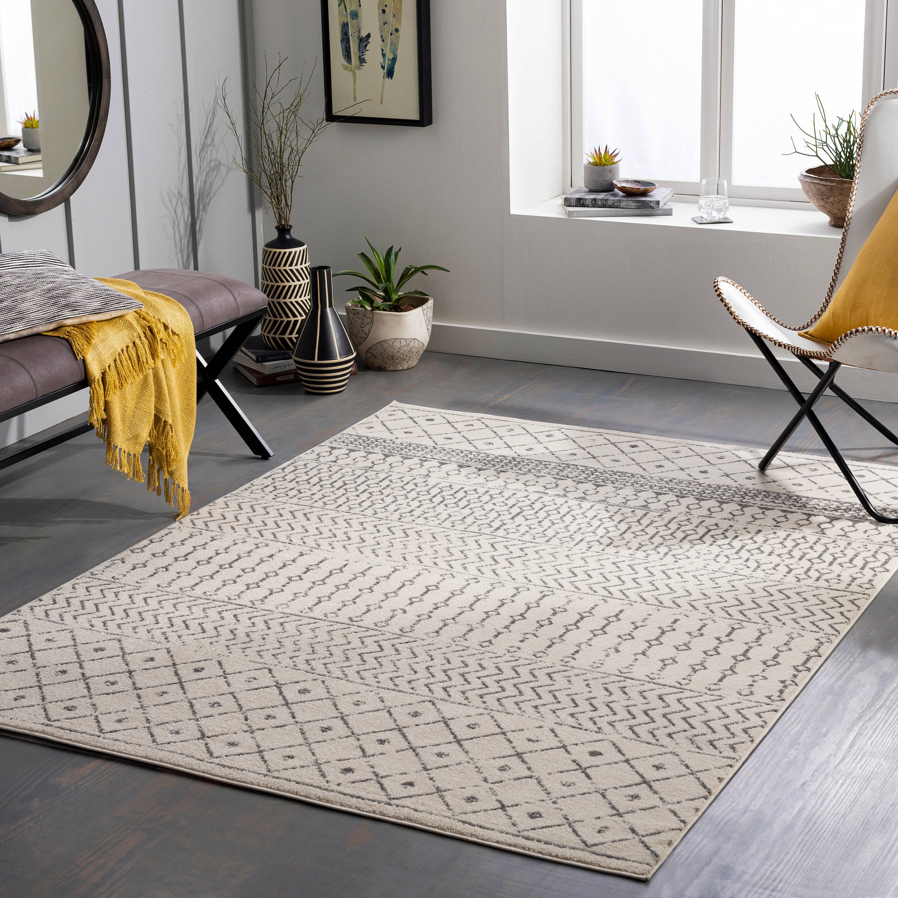 Artistic Weavers TVZ2388-537 Tevazu 5 x 7 Cream Indoor Geometric Global Area Rug