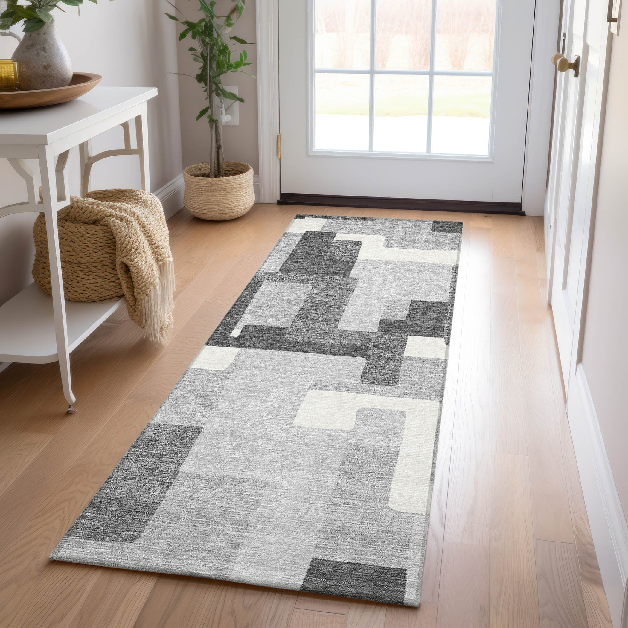 Addison Rugs ACN740GY2X8 Chantille ACN740GY 2 x 7 (ft) Polyester Gray Rectangular Indoor/Outdoor Geometric Machine washable Area rug