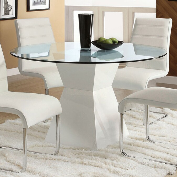 Furniture Of America Mauna Glass, Glass Round Kitchen Tables And Chairs