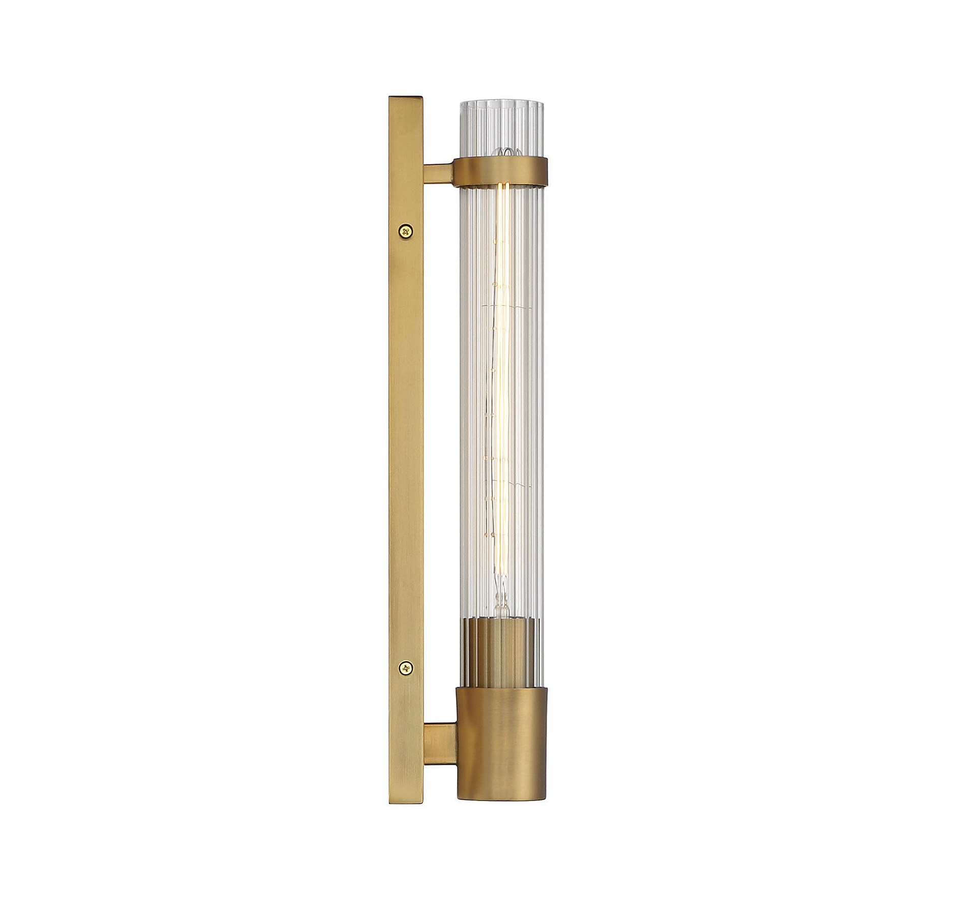 Willmar Warm Brass 1-Light Wall Sconce with Reeded Glass