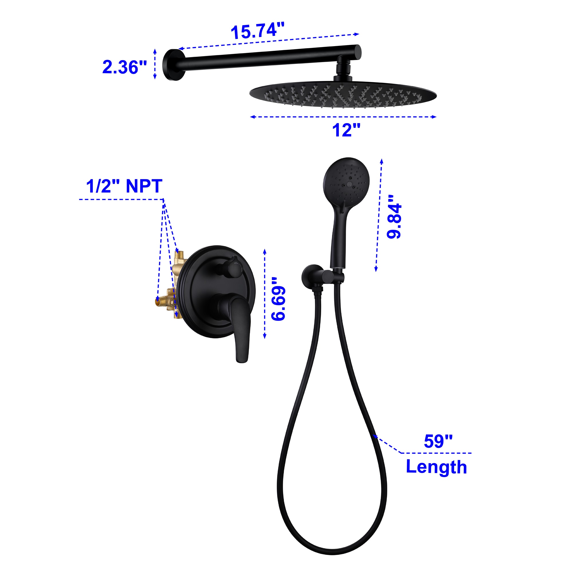 Poinic CFA-MB-88040-12 Showerhead-Bar-Panels - View #6