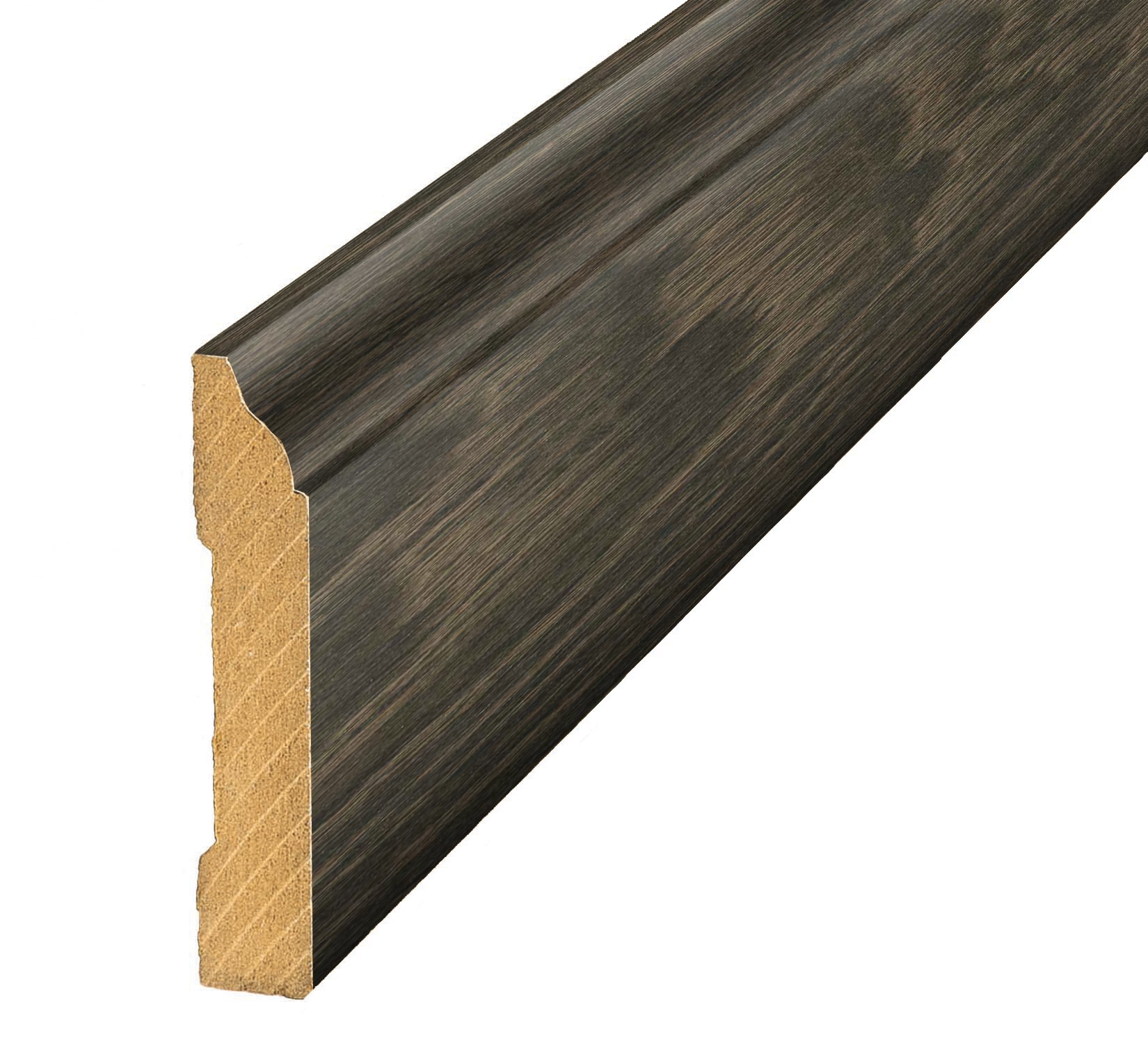 Project Source MG000857 Smoked 0.62-in T x 3.3-in W x 94.5-in L Laminate wood Wall base