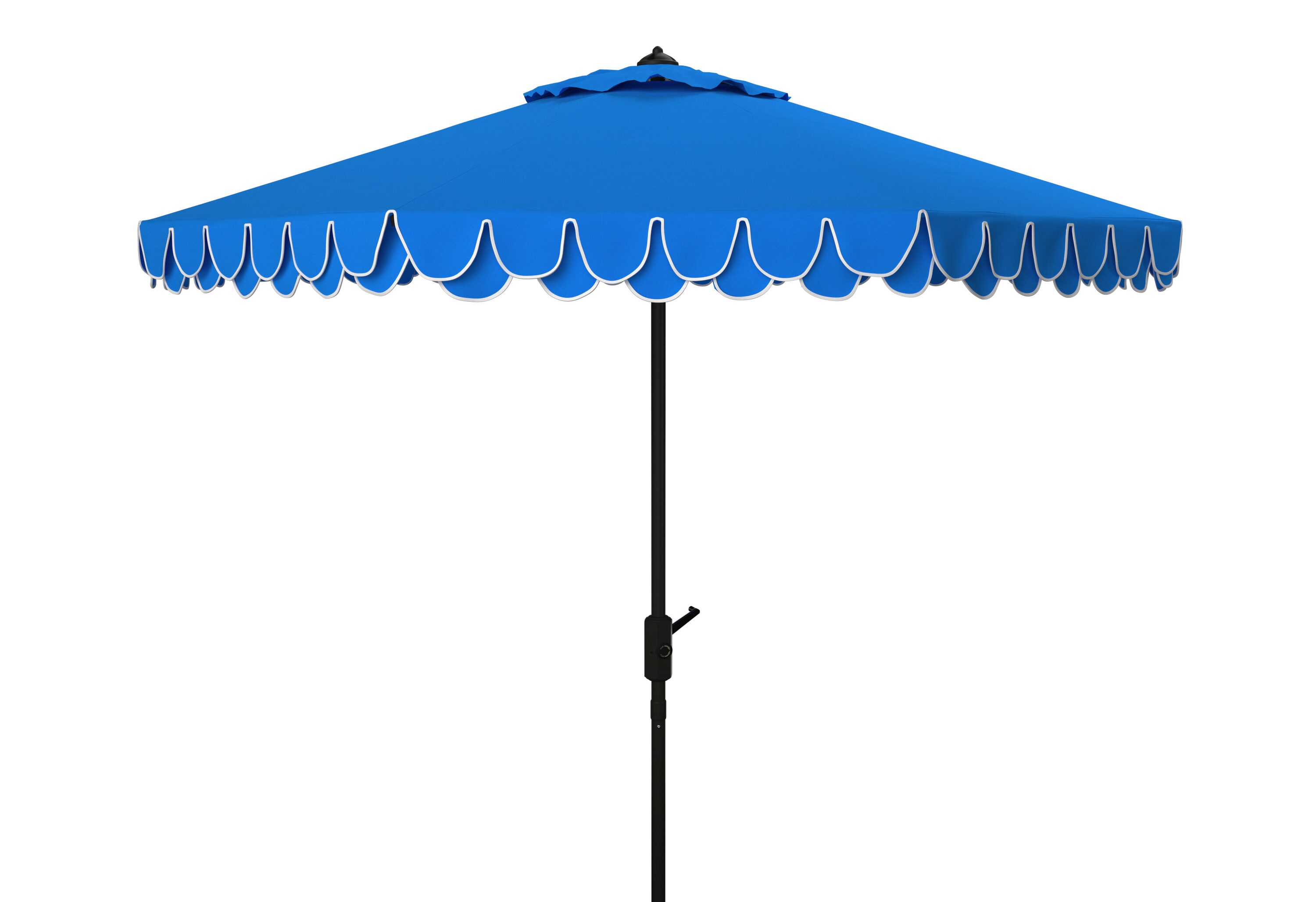 Navy and White 9ft Auto Tilt Patio Umbrella with Scalloped Edges