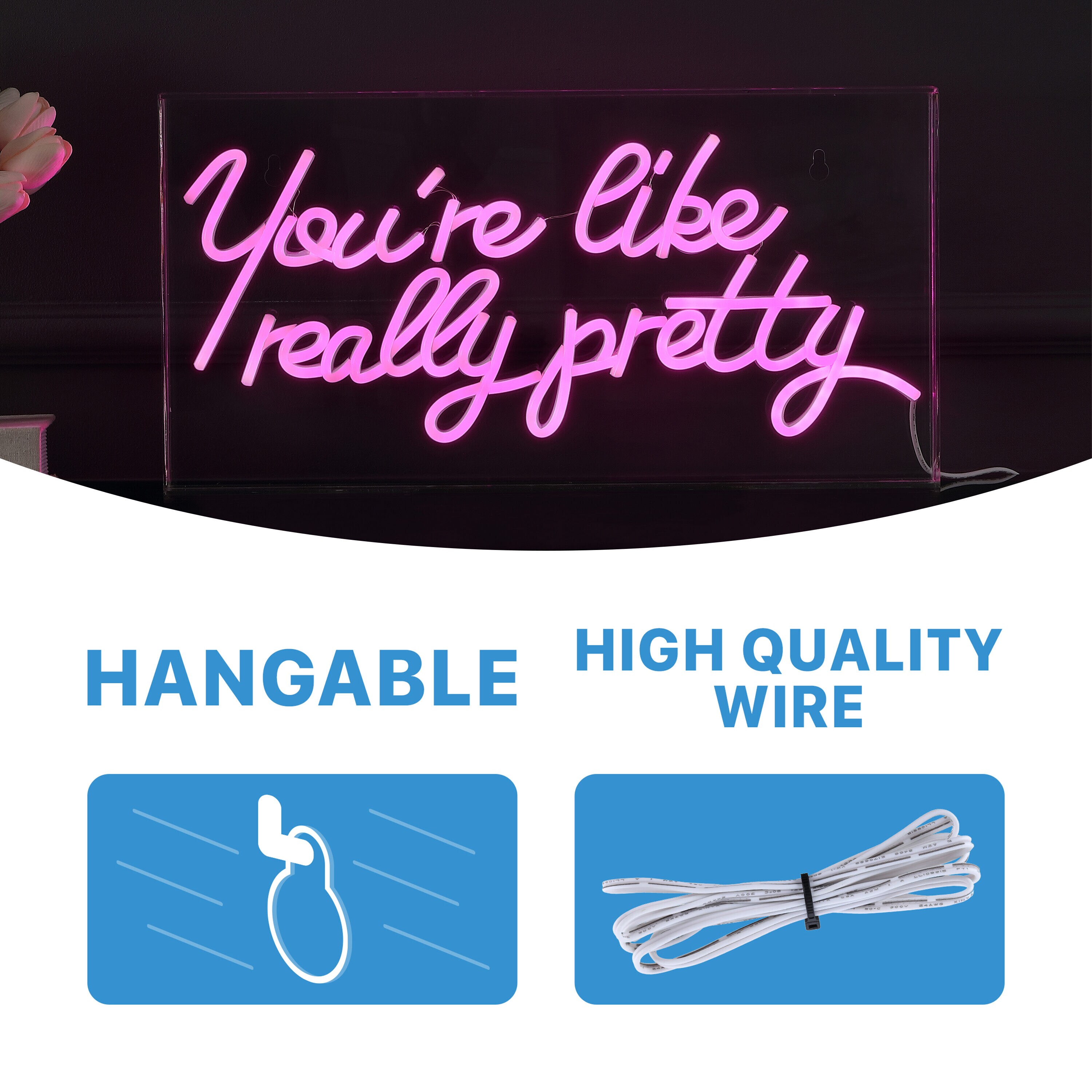 Pink Acrylic USB LED Neon Light Box Sign