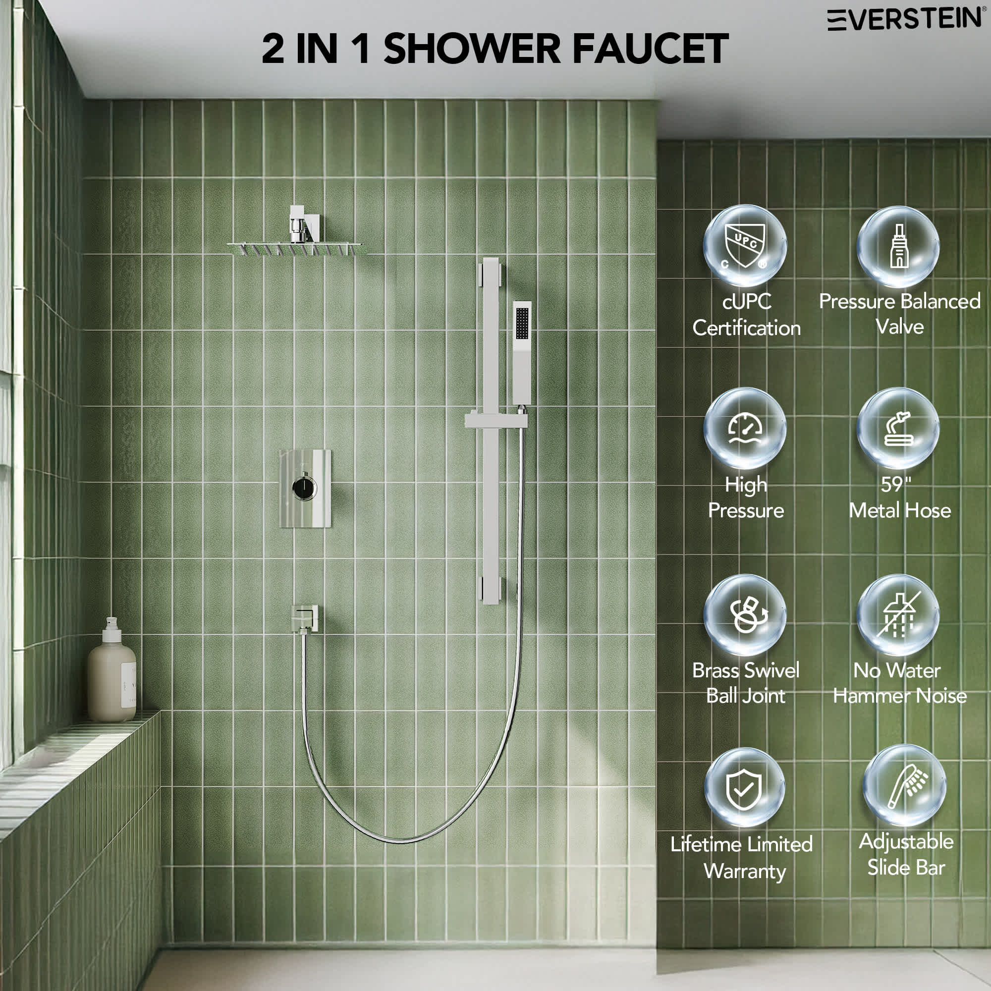 EVERSTEIN SFS-1036-CH10 Showerhead-Bar-Panels - View #4