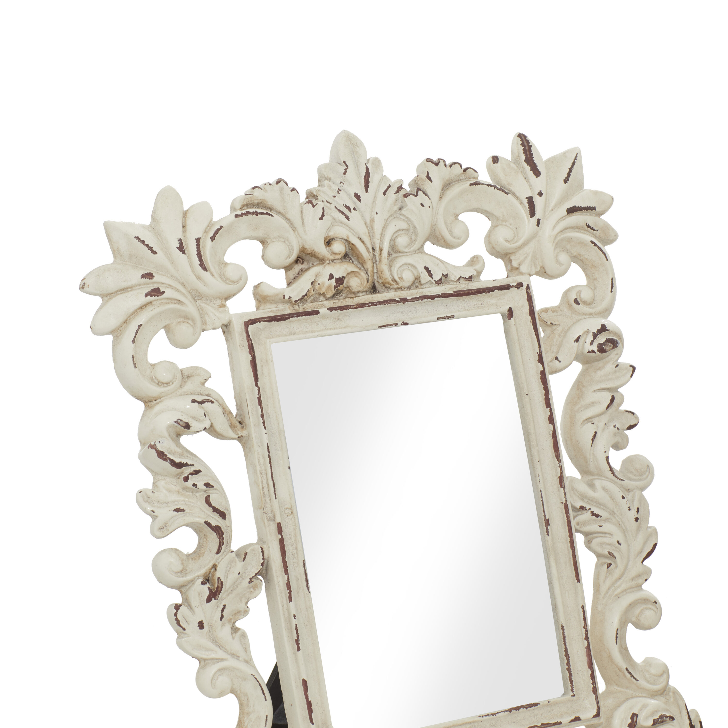 Distressed White Polystone Scrollwork Photo Frames Set of 3