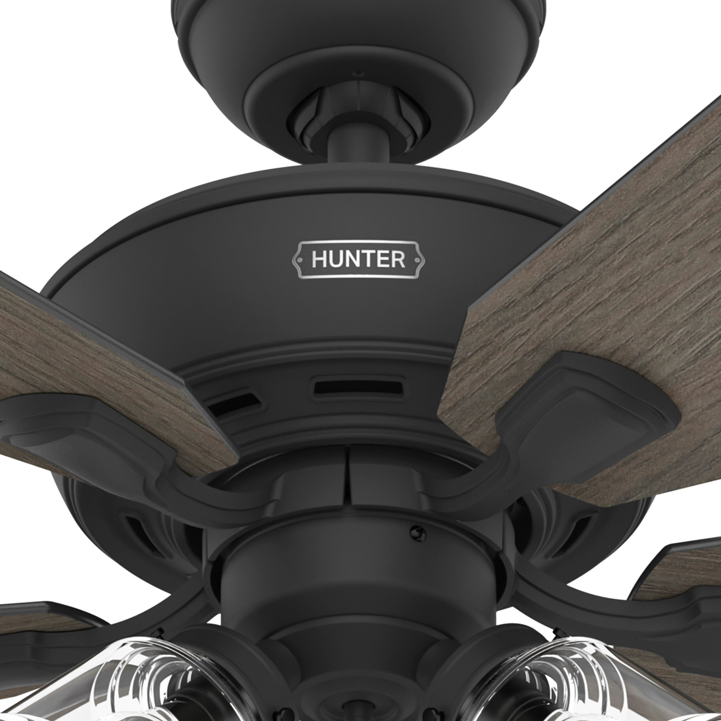 52" Matte Black 5-Blade Ceiling Fan with LED Lights