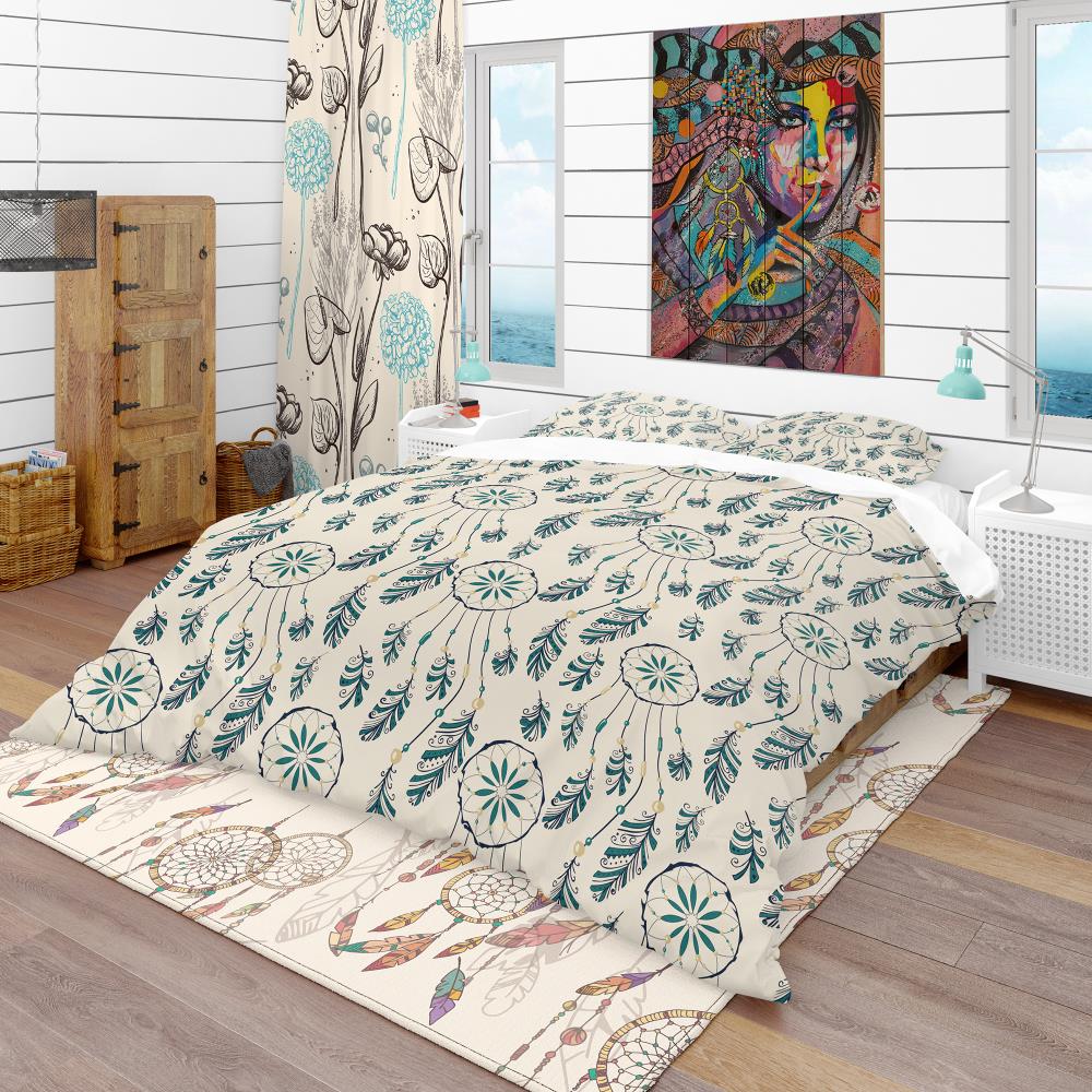 Designart BED18956-K 3 -Piece Ivory and Cream King Duvet cover Set