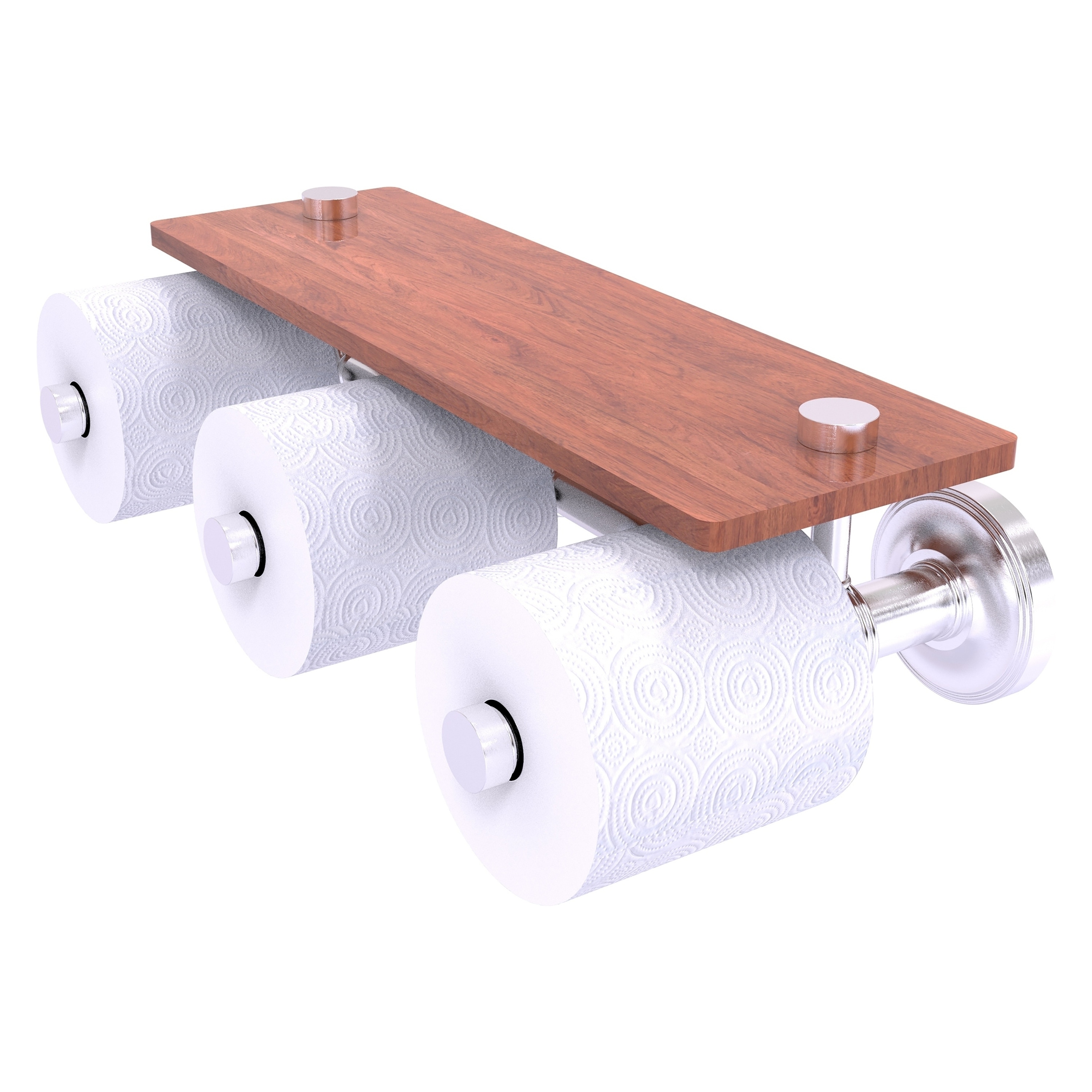 Allied Brass PR-35-3S-IRW-SCH Prestige Regal Satin Chrome Wall mount Double post Toilet Paper Holder 3 -Rolls with Storage