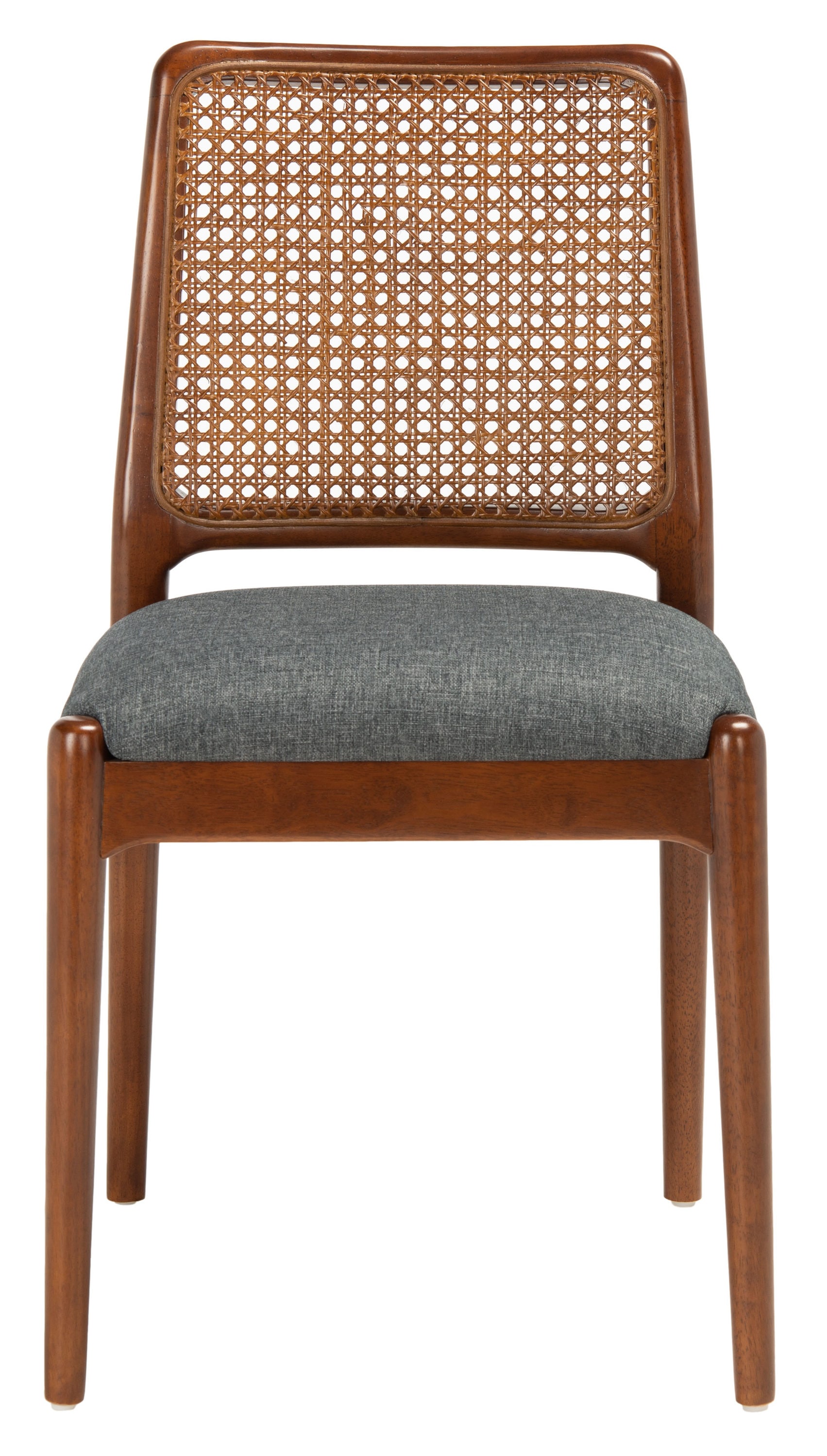 Gray Rattan and Cane Side Chair Set of 2