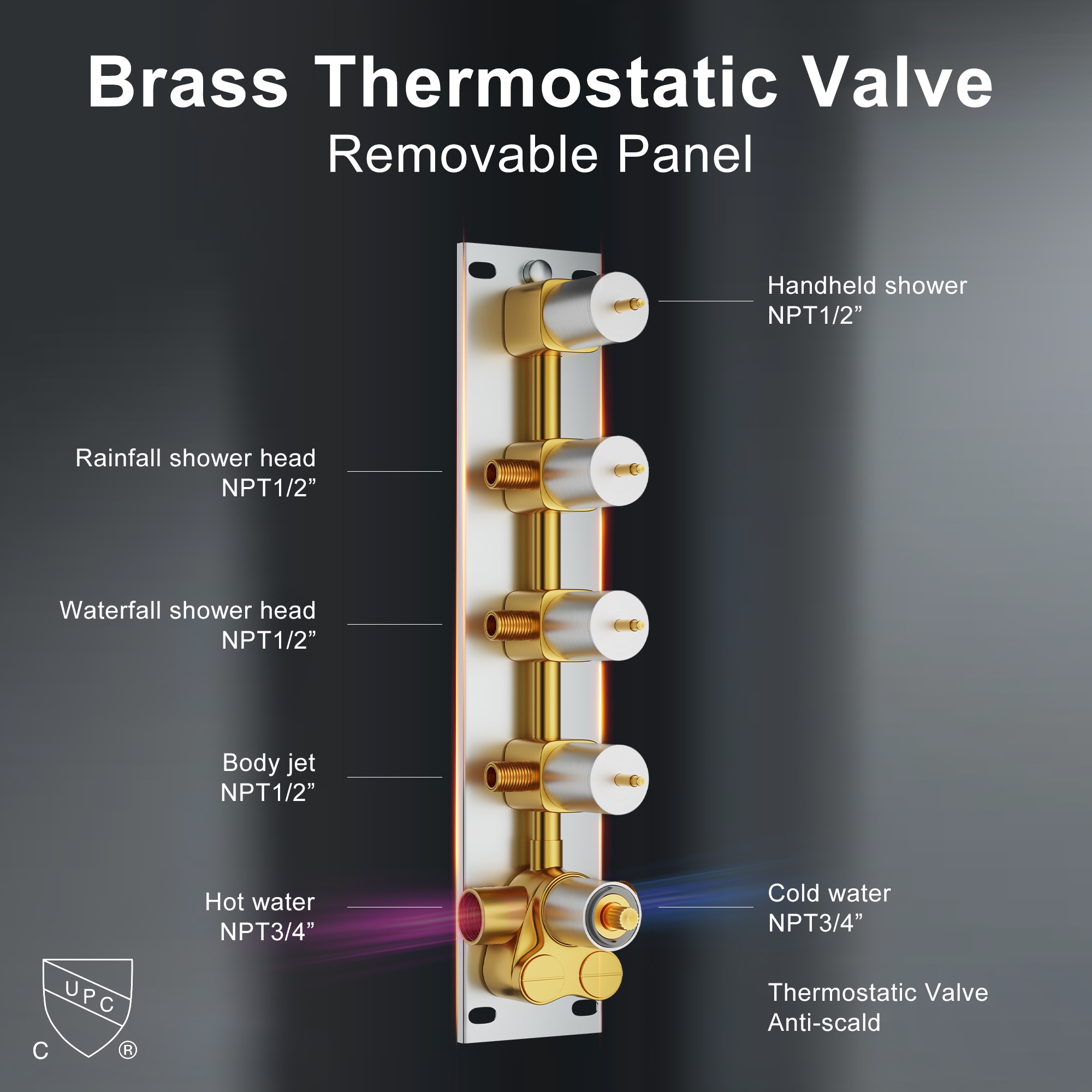 CASAINC WE-SS11MB Showerhead-Bar-Panels - View #9