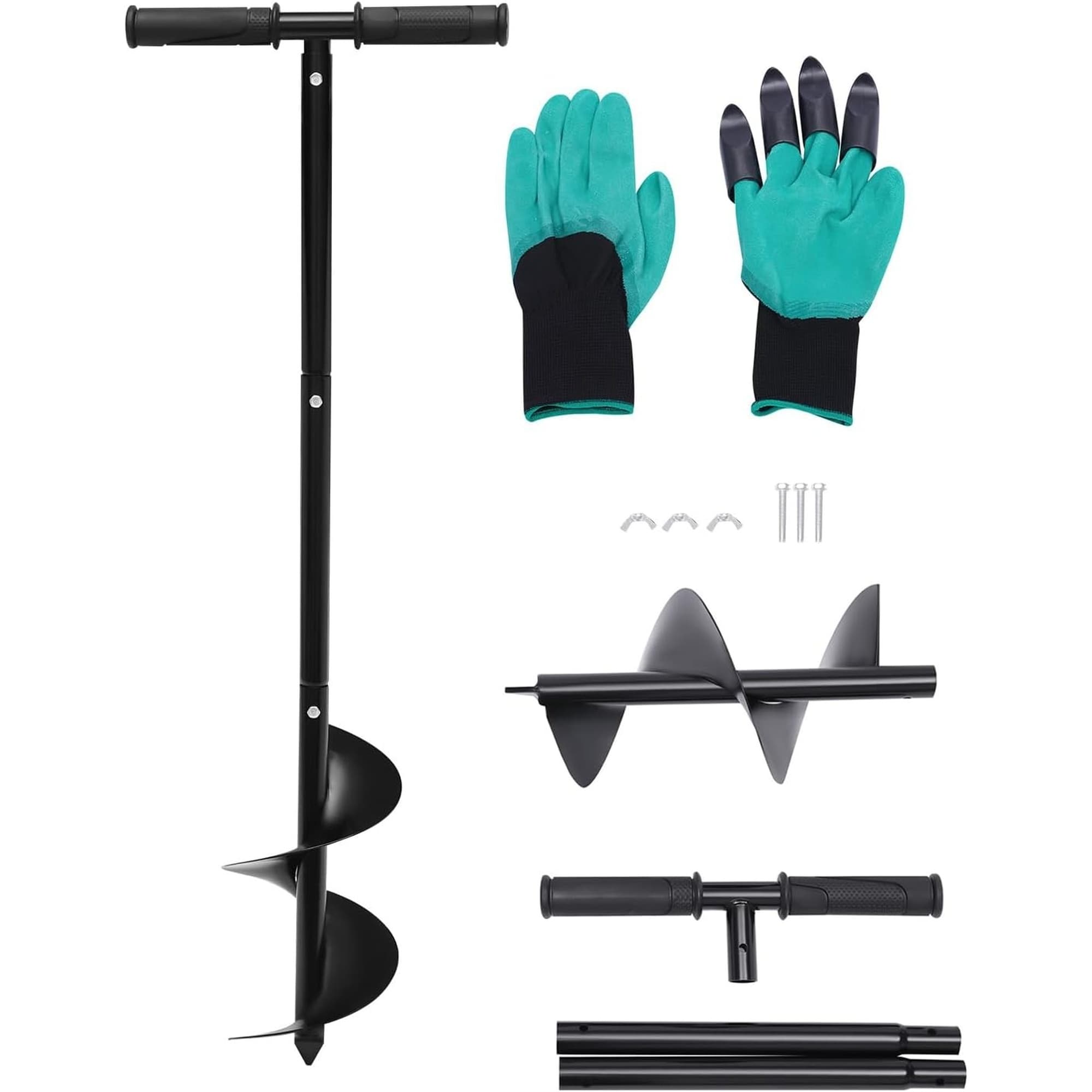 Angel Sar Manual Post Hole Digger Hand Auger Drill with 6 Inch Spiral Drill Bit Garden Hole Digger for Planting Bulbs Seedlings Trees