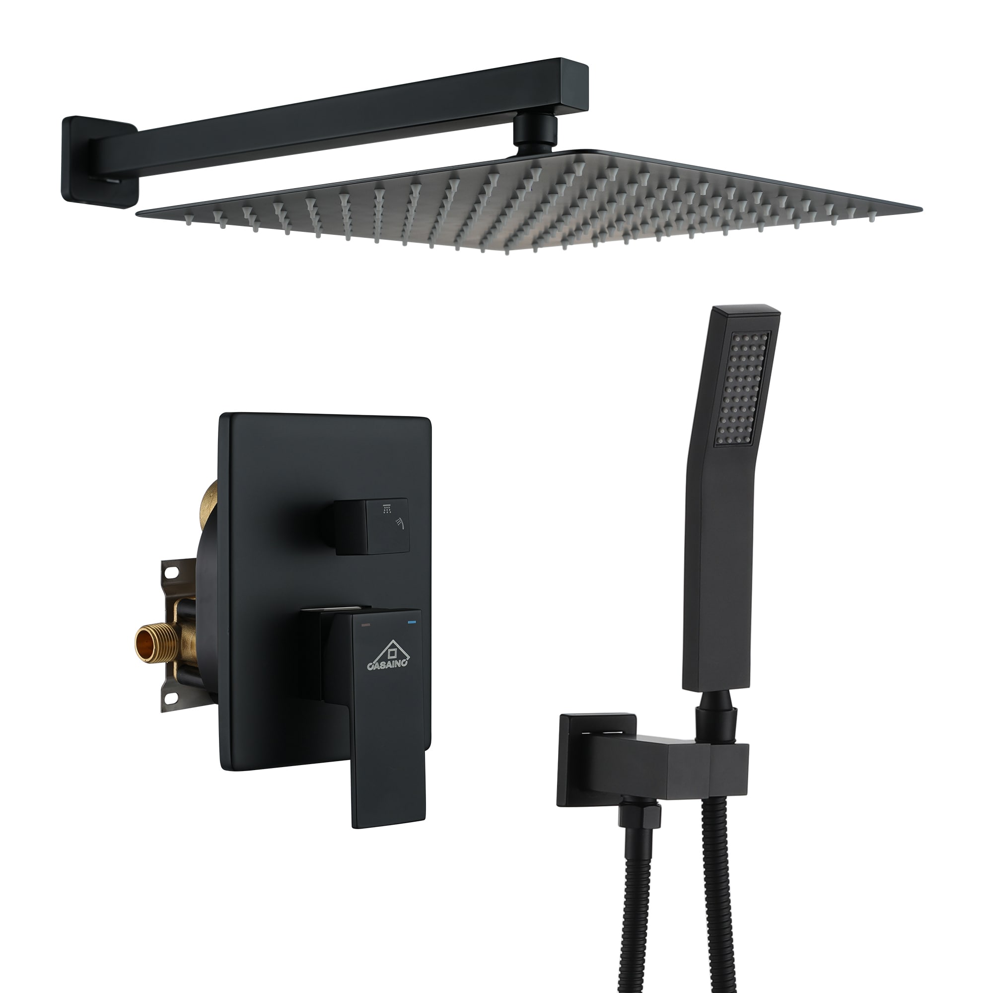 CASAINC MCS18R-10MB Matte Black 10-in Built-In Shower Faucet System with 2-way Diverter ( Pressure-balanced Valve Included )