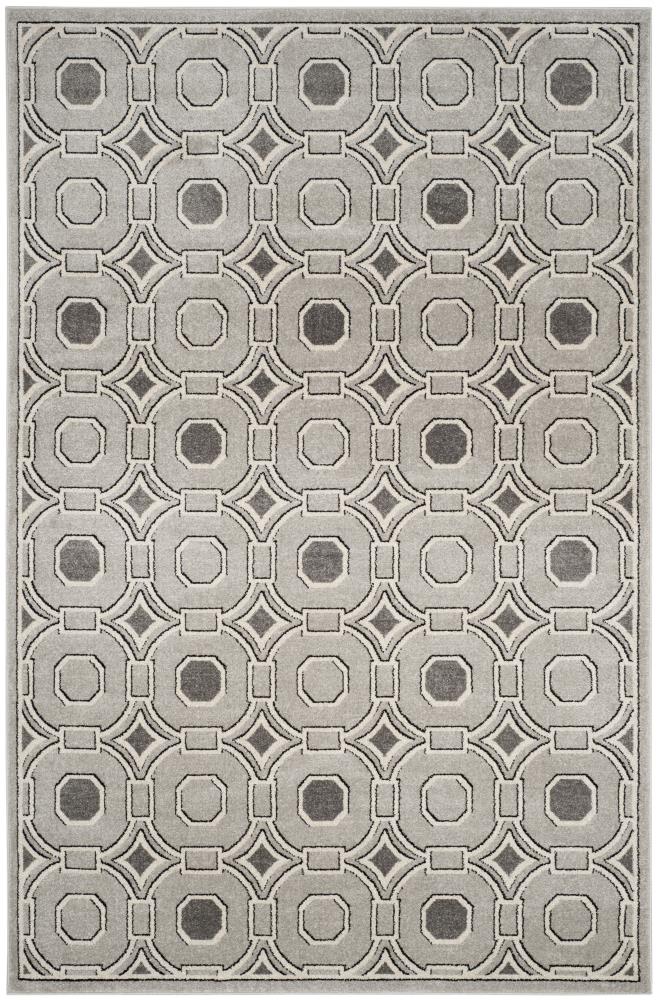 Safavieh AMT431B-6 Oka 6 x 9 (ft) Loomed Polypropylene Light Gray/Ivory Rectangular Indoor/Outdoor Geometric Area rug