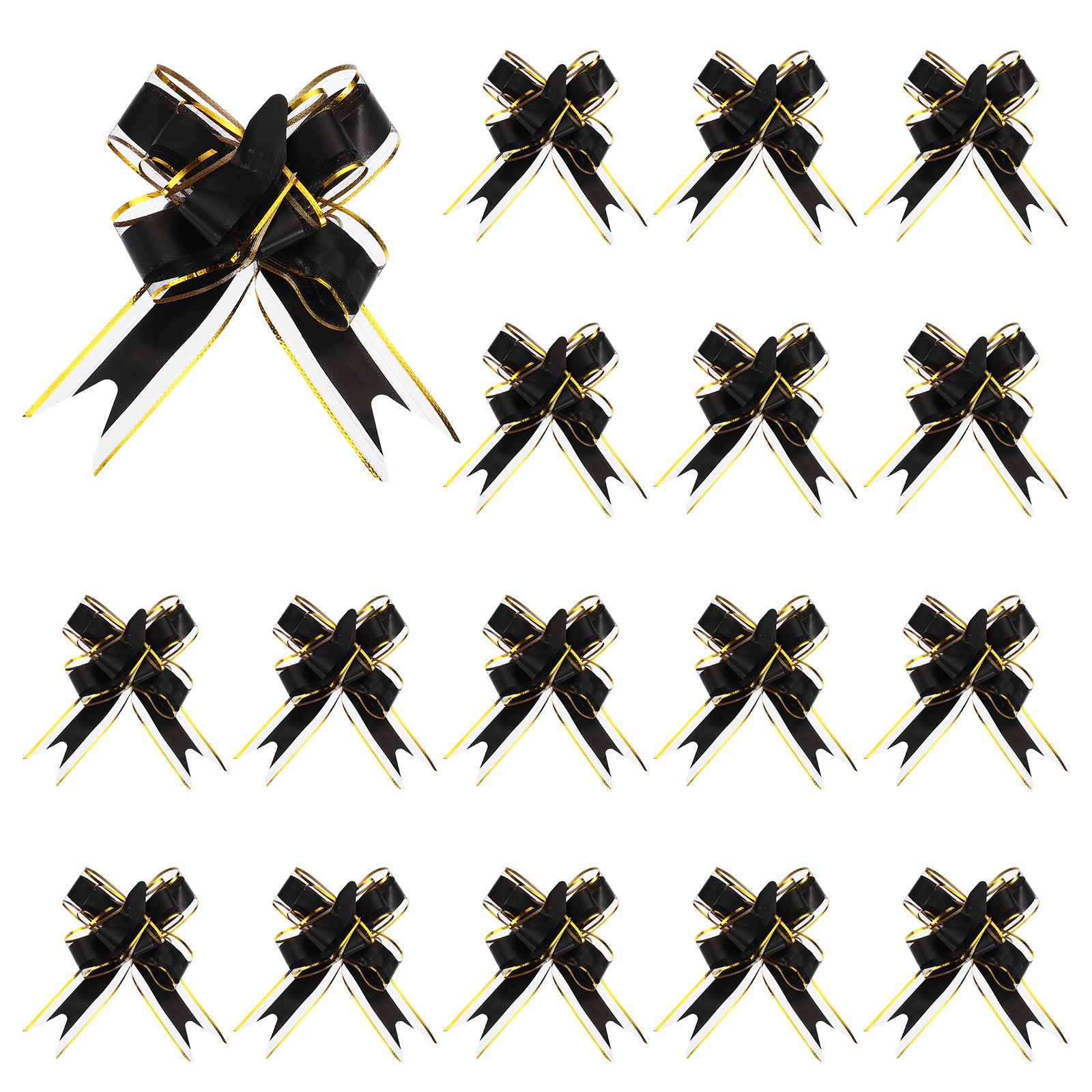 Unique Bargains 50pcs Black Pull Bows 5.9 Inches Wide Large Ribbon Gift Bows for Gift Wrapping Gift Baskets Decor Wedding Parties Birthday Florist Package and Decoration #S25122501UX8216