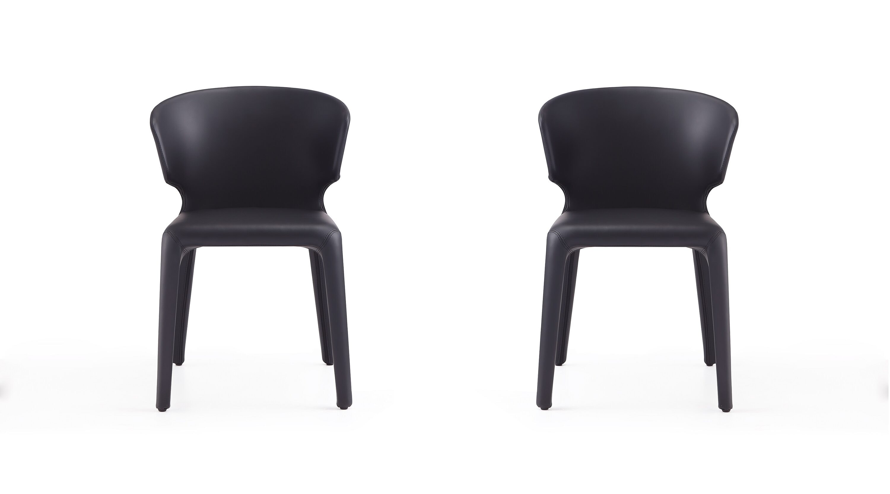 Set of 2 Black Faux Leather Upholstered Dining Chairs
