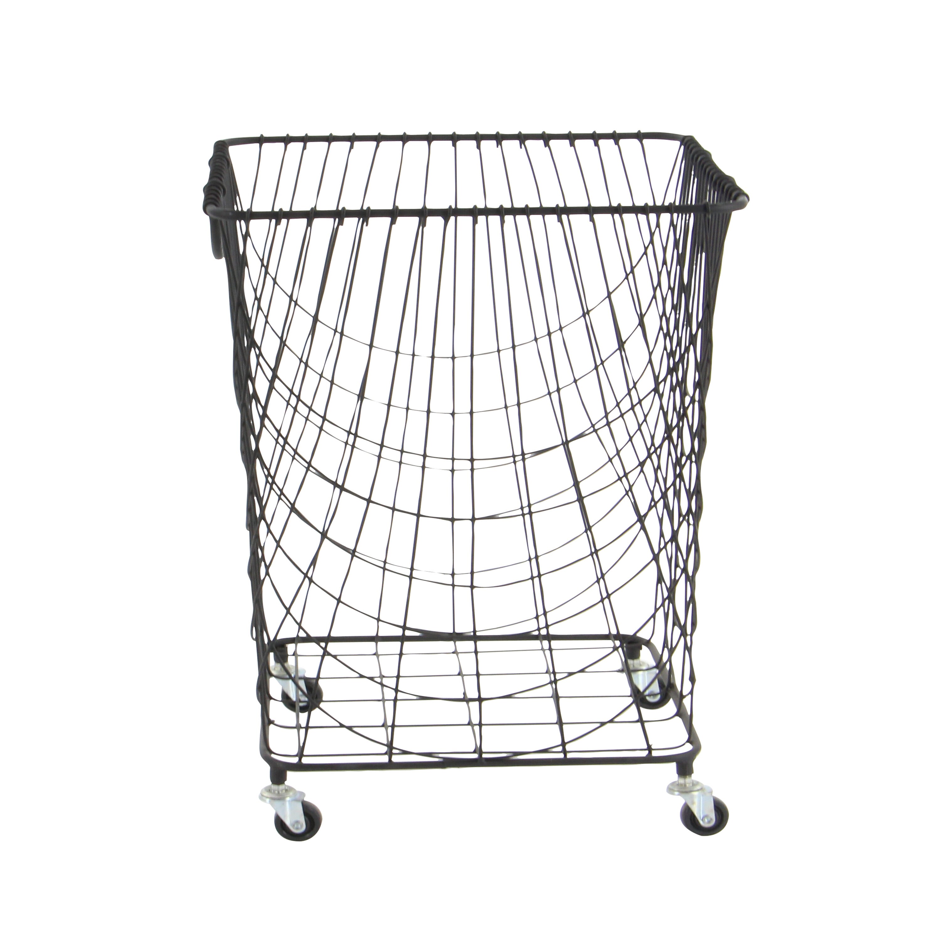 Black Square Metal Grid Laundry Hamper with Liner, Medium