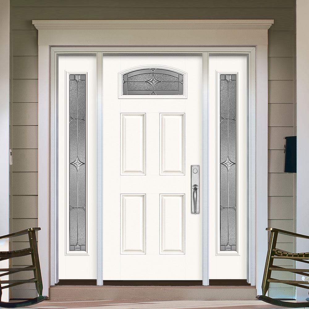 Masonite Astrid 64 In X 80 In Fiberglass 1 4 Lite Left Hand Inswing Modern White Painted Prehung