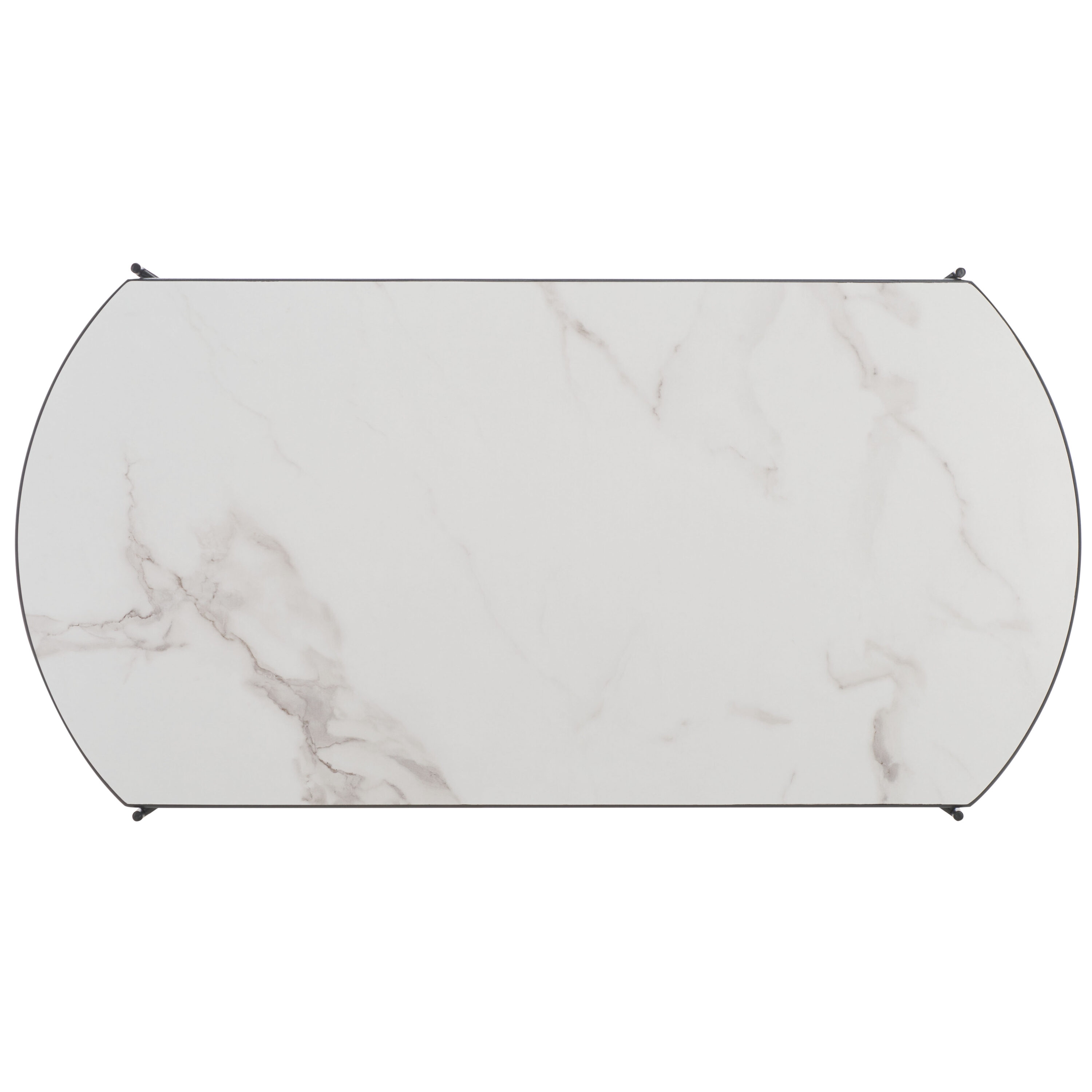 White Faux Marble and Black Metal Coffee Table
