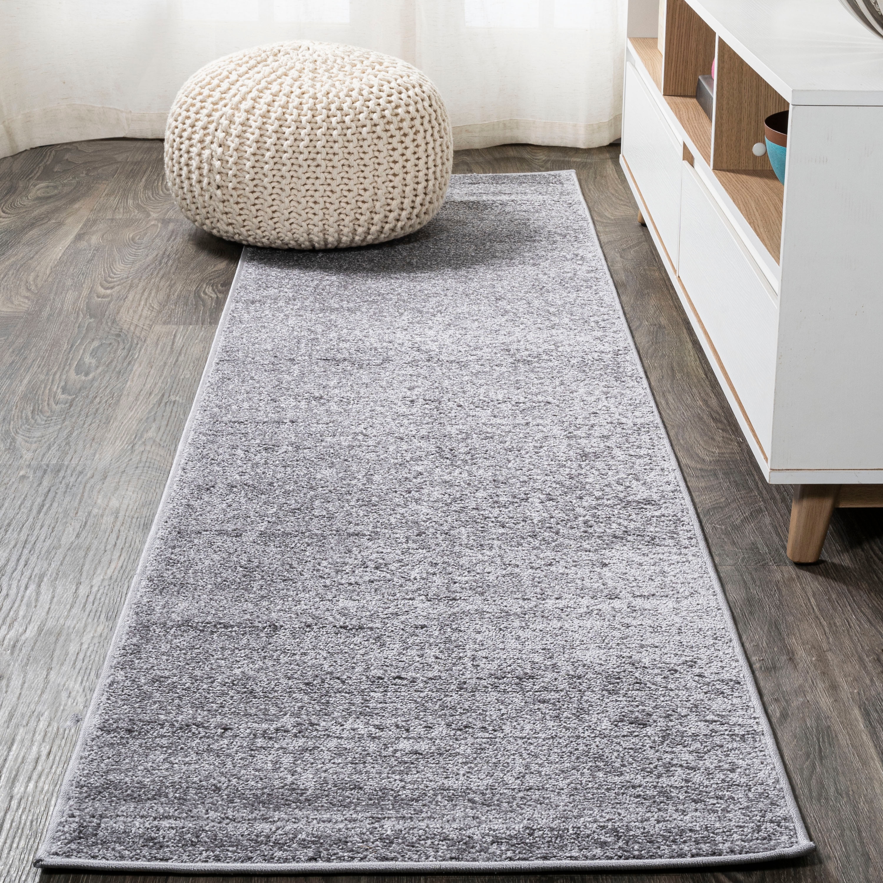 JONATHAN Y Supersoft 2 X 8 Gray Indoor Solid Mid-century Modern Runner Rug  in the Rugs department at