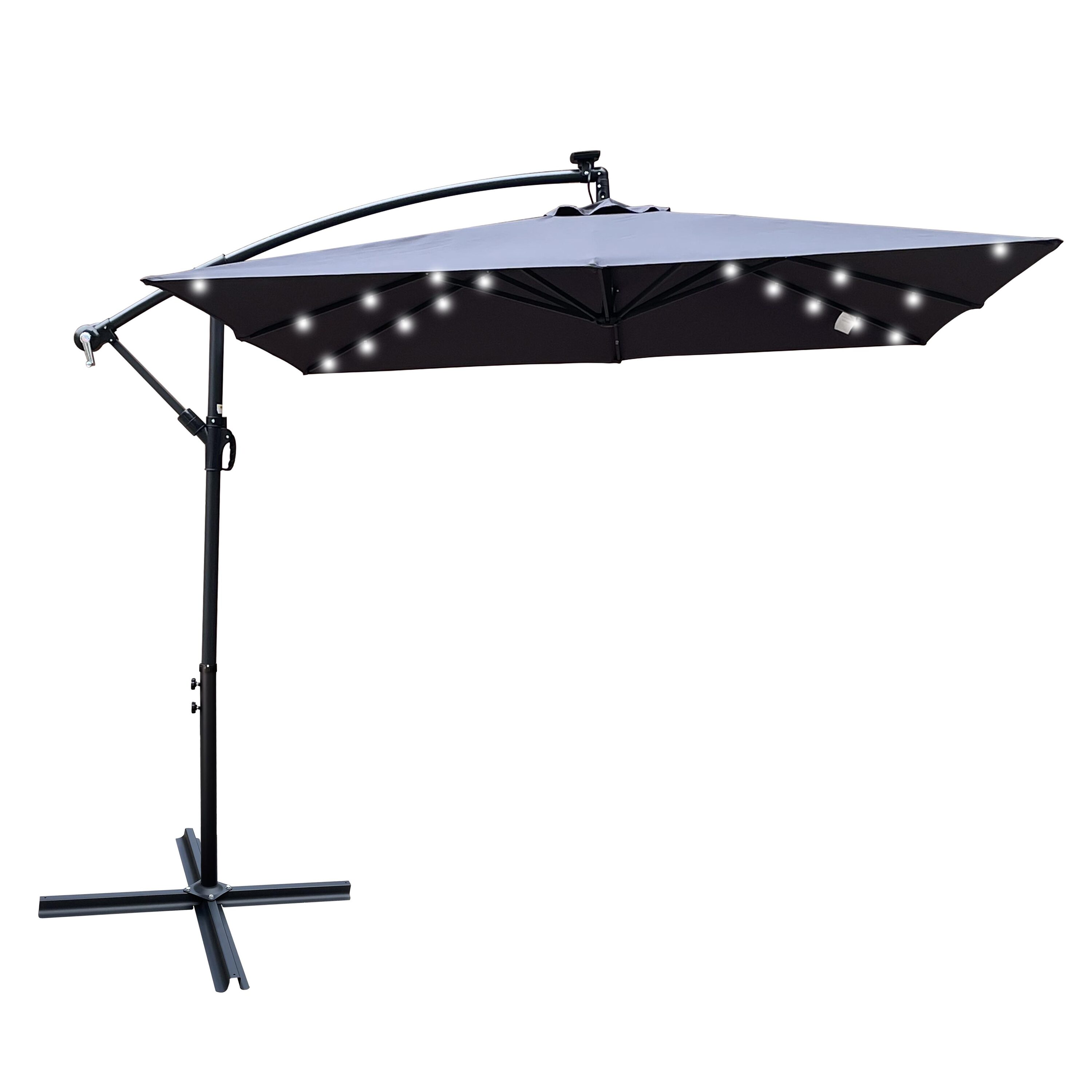 Bayfeve BF-7038-UM 8.2-ft Steel Gray Cantilever Patio Umbrella with Lights