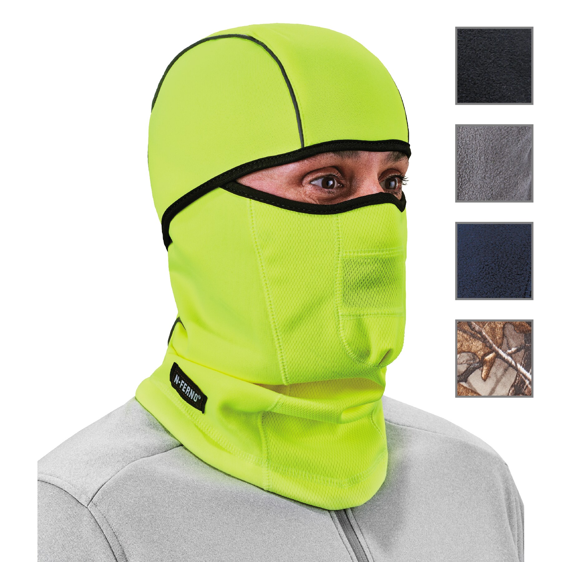 N-Ferno Lime Wind-resistant Hinged Balaclava Face Mask - One Size Fits Most  - Green - Work & Cold Weather Hat in the Hats department at