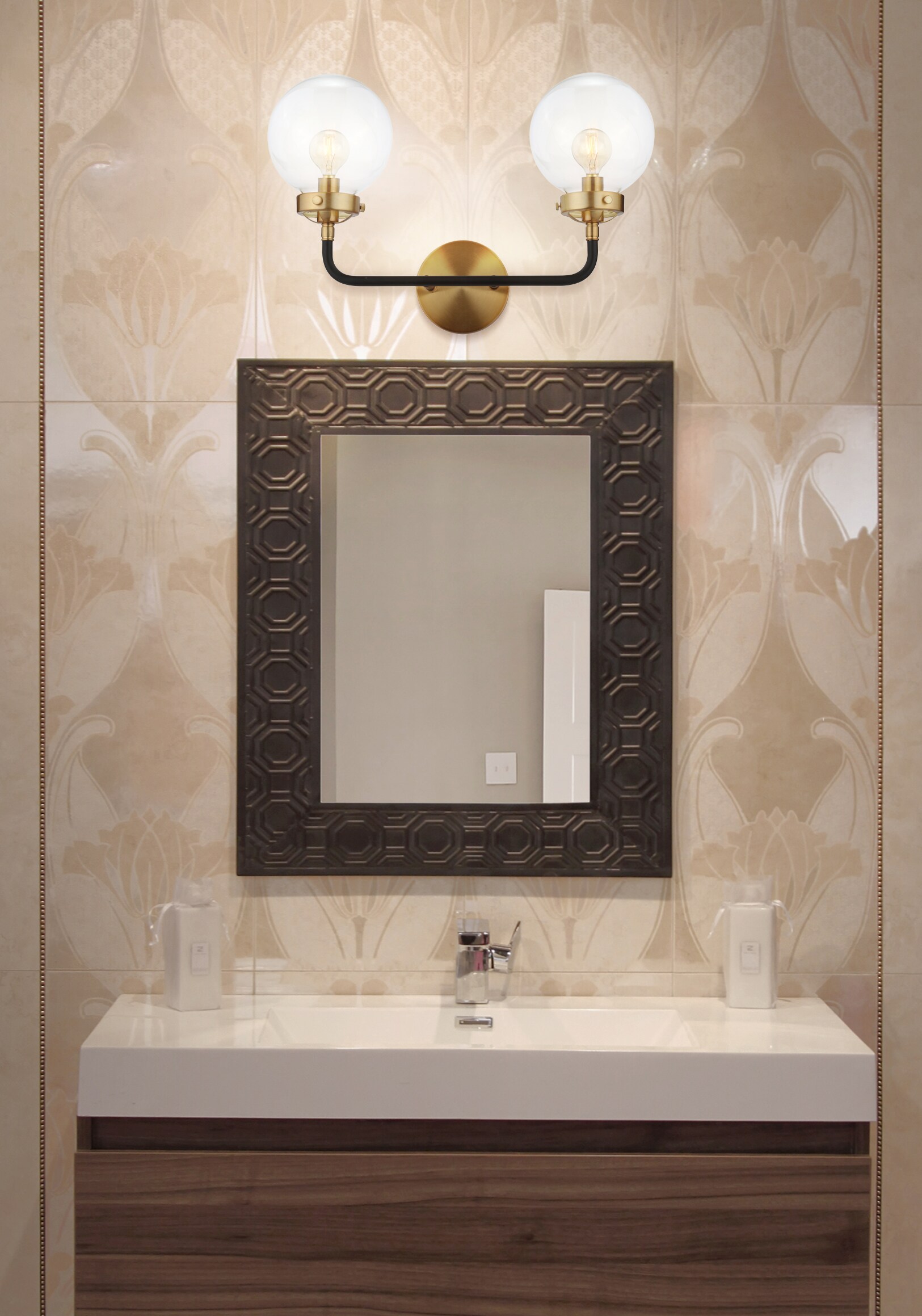 Caleb Transitional 18" Black and Brass LED Wall Sconce