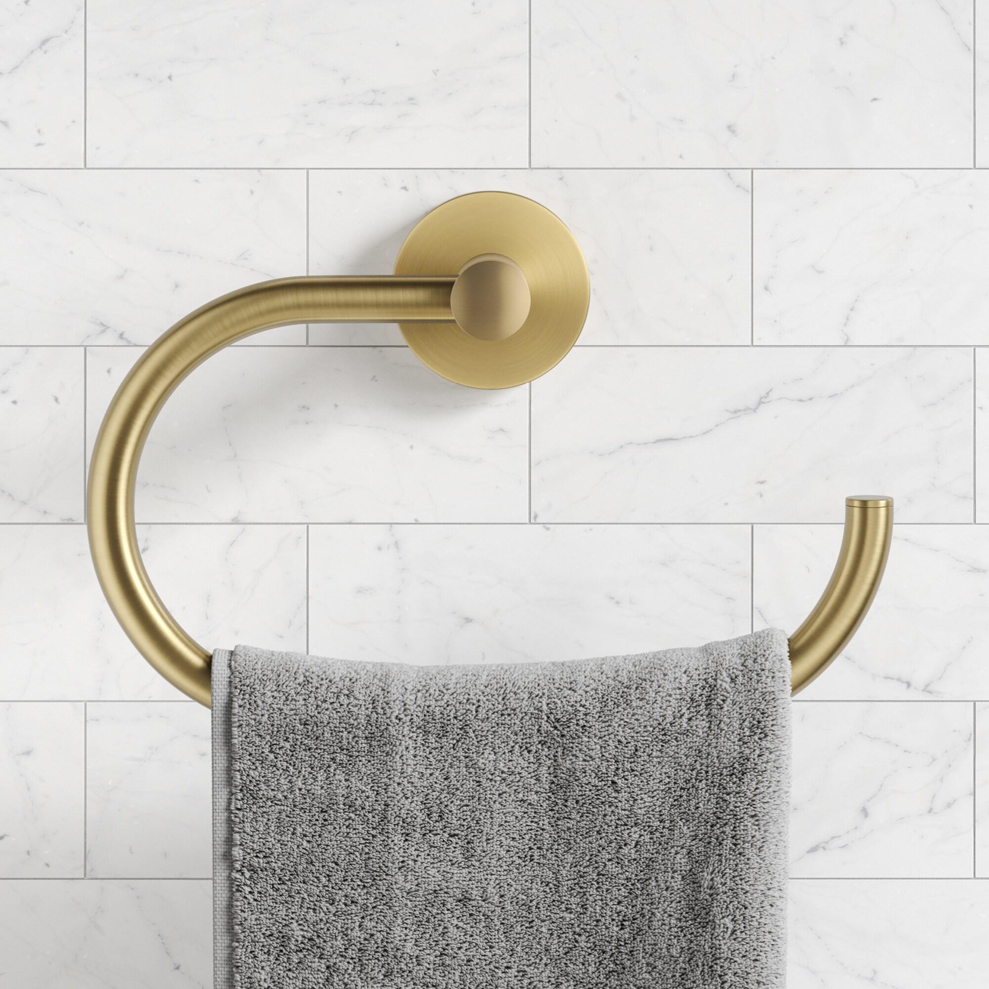 Kraus Elie Brushed Gold Wall Mount Single Towel Ring in the Towel Rings  department at