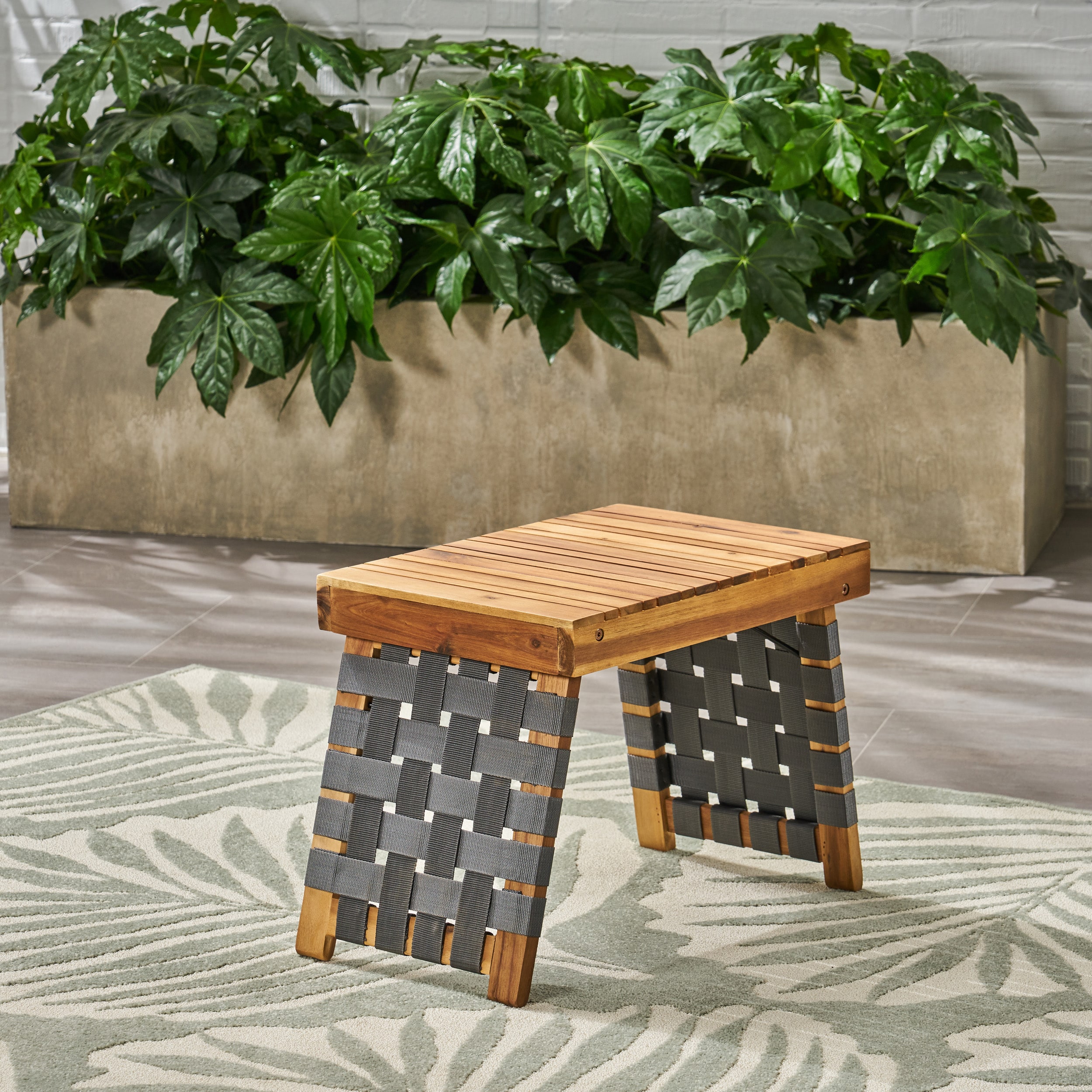 ModernLuxe L-63738.00GRY HUNTSVILLE FOLDABLE SIDE TABLE Rectangle Outdoor End 13.75-in W x 19.75-in L