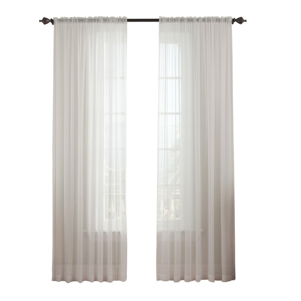 VUE SIGNATURE 14470052095WHI 95-in White Polyester Sheer Rod Pocket Single Curtain Panel