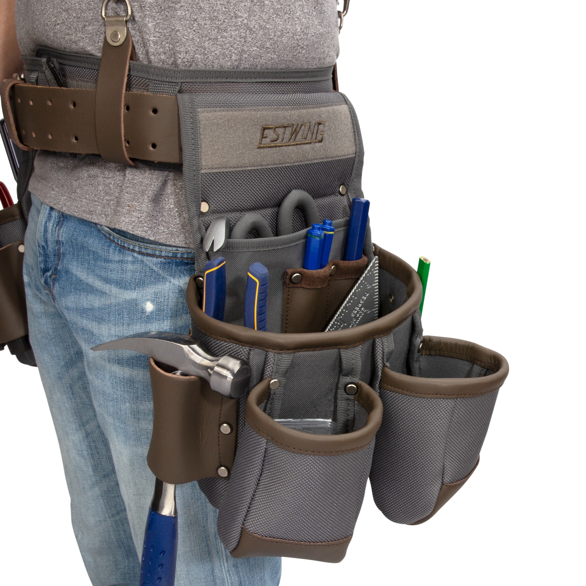 Carpenter Wearing Leather Tool Belt With Hand Tools In Front Of American  Flag Stock Photo  Download Image Now  iStock