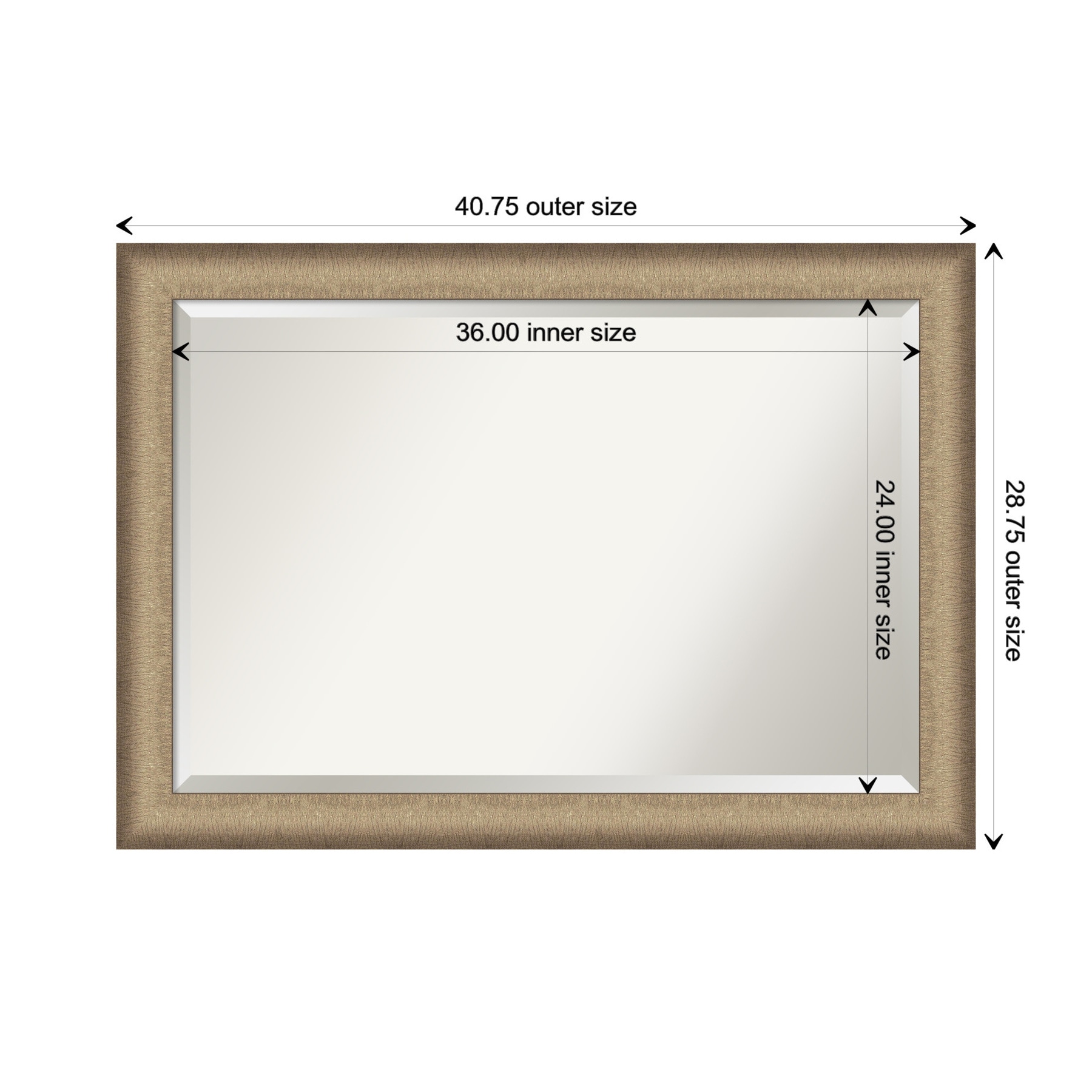 Elegant Brushed Bronze Rectangular Wall Mirror 40.75" x 28.75"