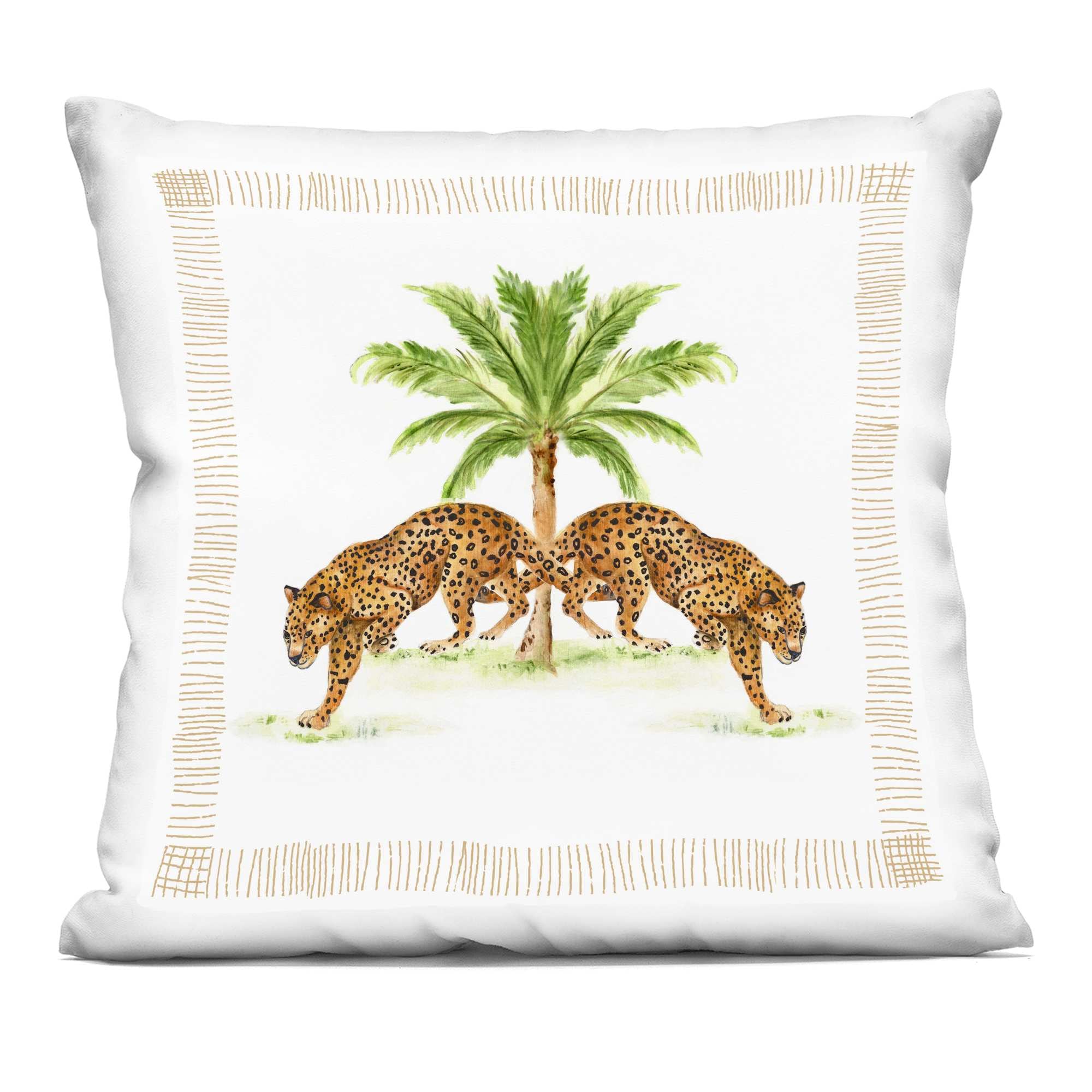 Stupell Industries PLP-263-SQW-18X18 Symmetrical Stepping Cheetahs Decorative Printed Pillow Design by Janet Tava
