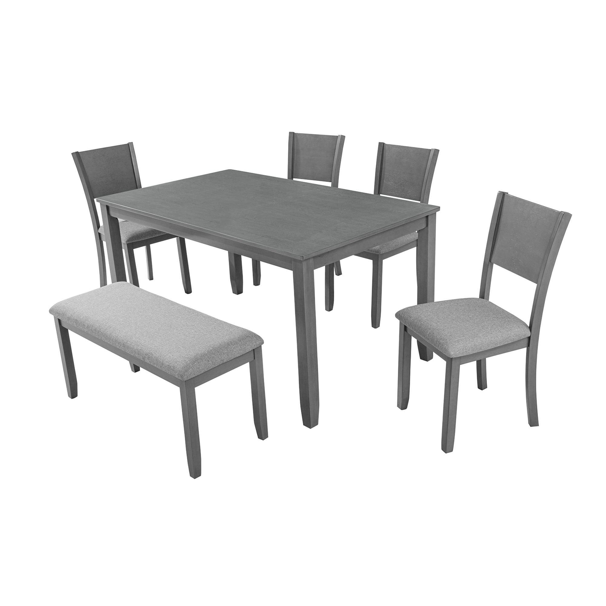 SINOFURN SYA330121WT Gray Rustic Dining Room Set with Rectangular Table ( Seats 6 )