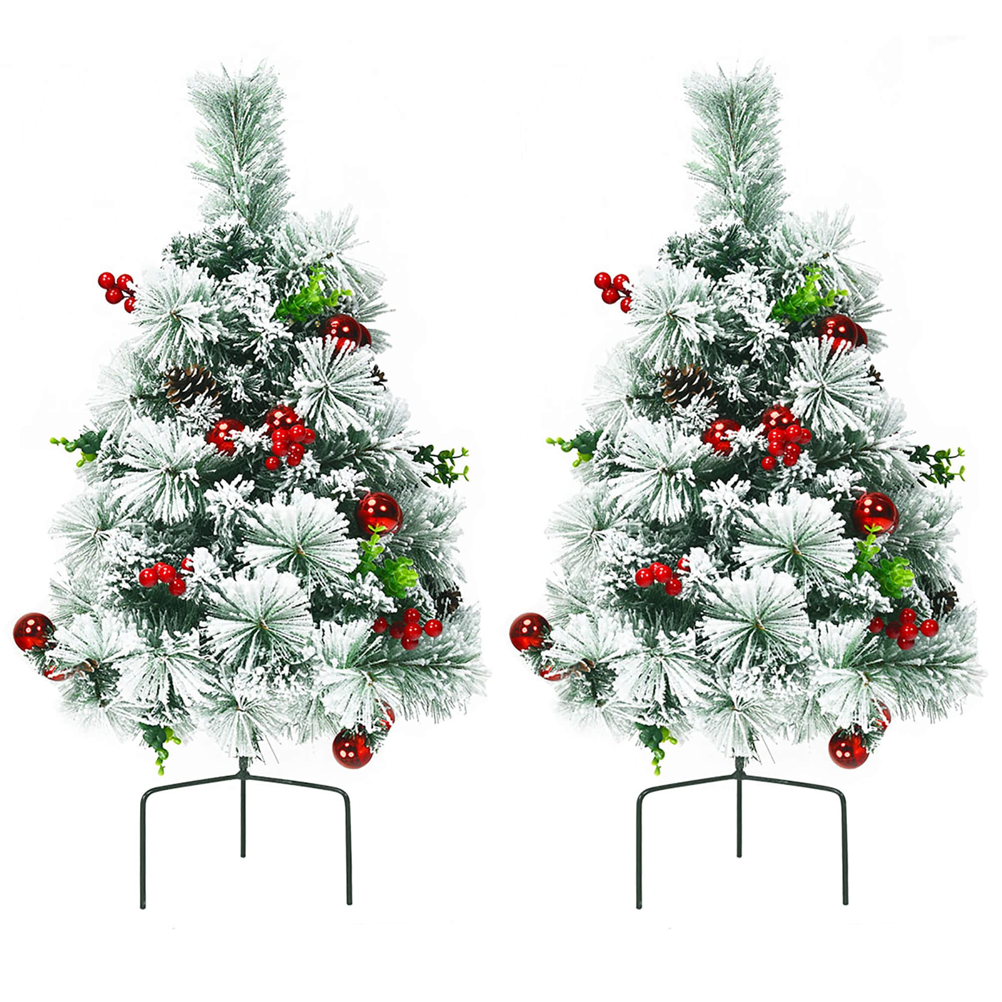 Goplus LWS00819 2.4-Feet Pre-lit White Artificial Christmas Tree with Yellow LED Lights