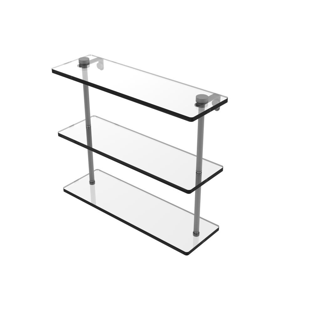 Allied Brass PR-5/16-GYM Prestige Regal Matte Gray 3 -Tier Wall mount Bathroom Shelf ( 16-in x 15-in x 5-in )