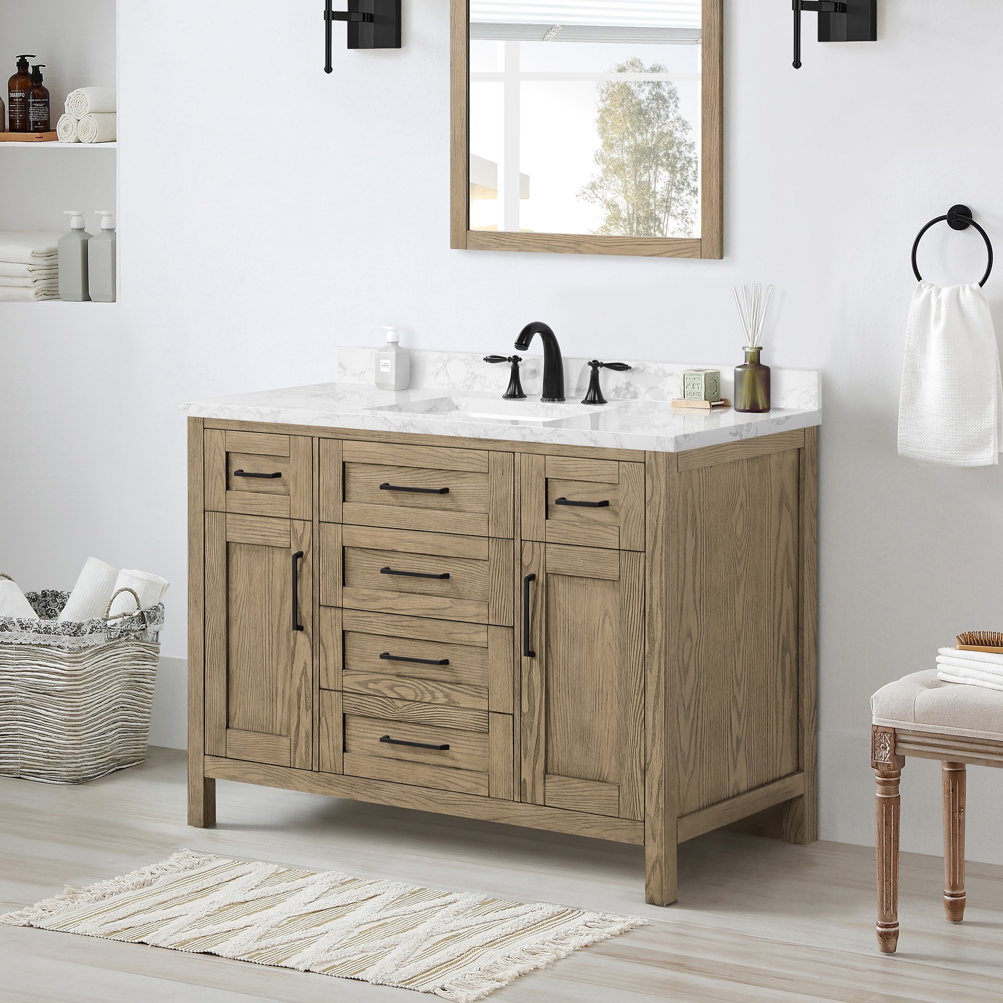 OVE Decors Tahoe 48-in Water Oak Undermount Single Sink Bathroom Vanity ...