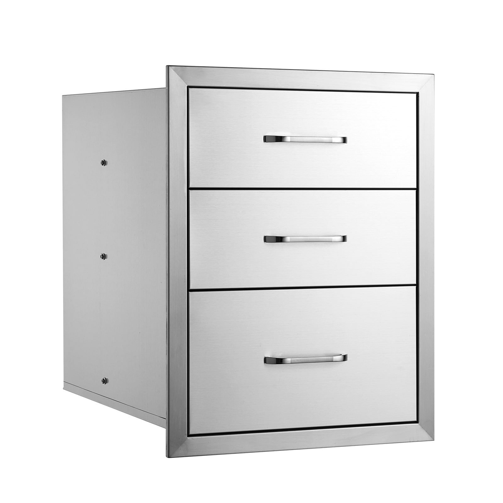 VEVOR SC18X23YC3CB00001V0 18x23 Inch Outdoor Kitchen Stainless Steel Triple Access BBQ Drawers with Chrome Handle  18 x23 x 23 Inch