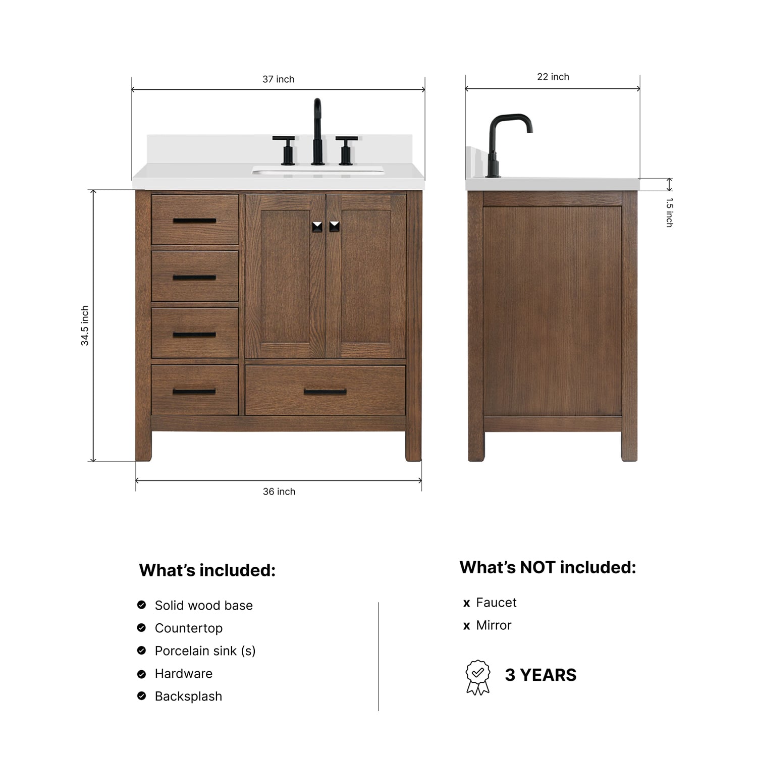 ARIEL A037SRWQRVOBRO Bath-Vanity-Combo - View #4