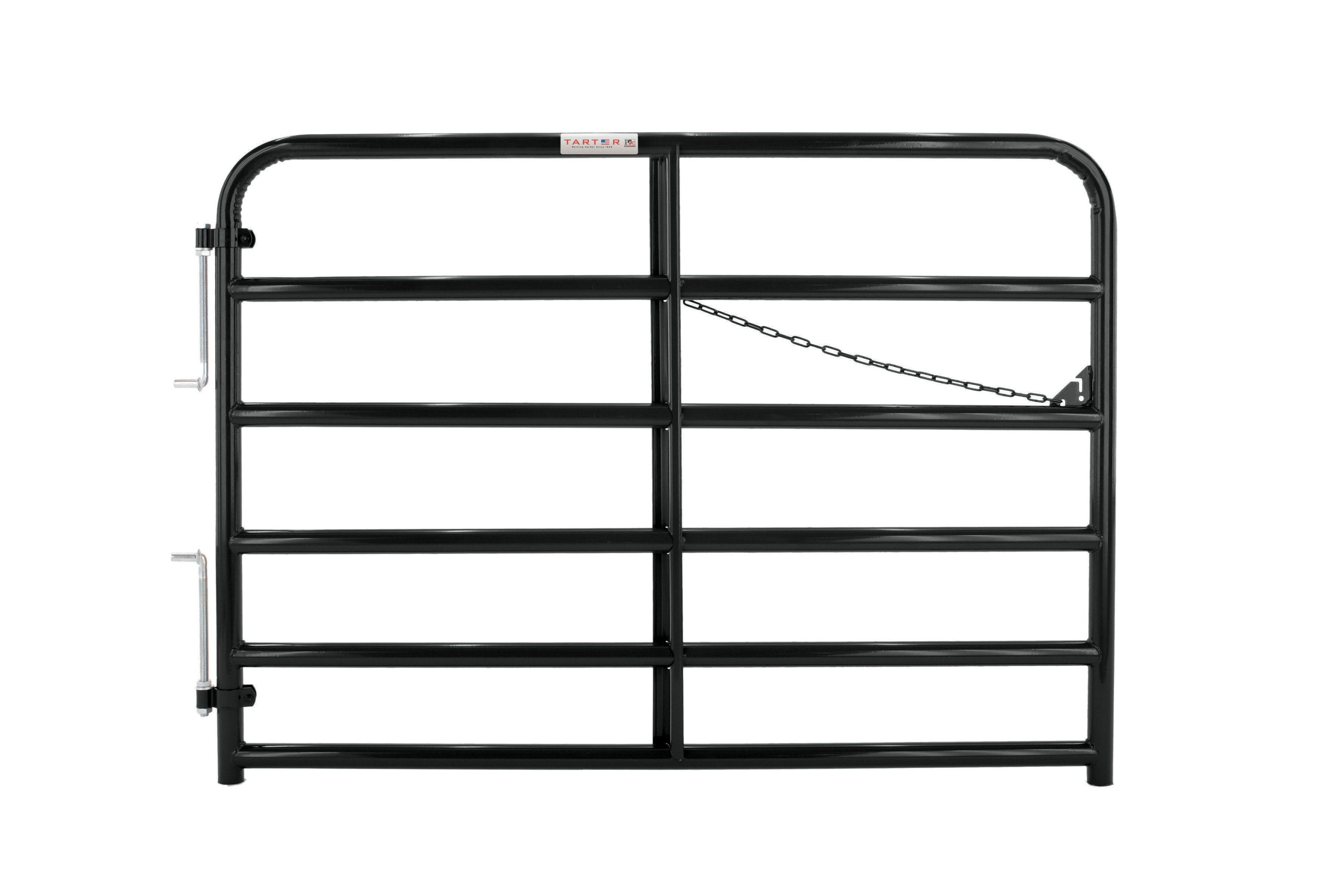 Tarter 2BLG6 4-ft H x 6-ft W Black Powder Over E-coat Steel Flat-top Farm Fence Gate