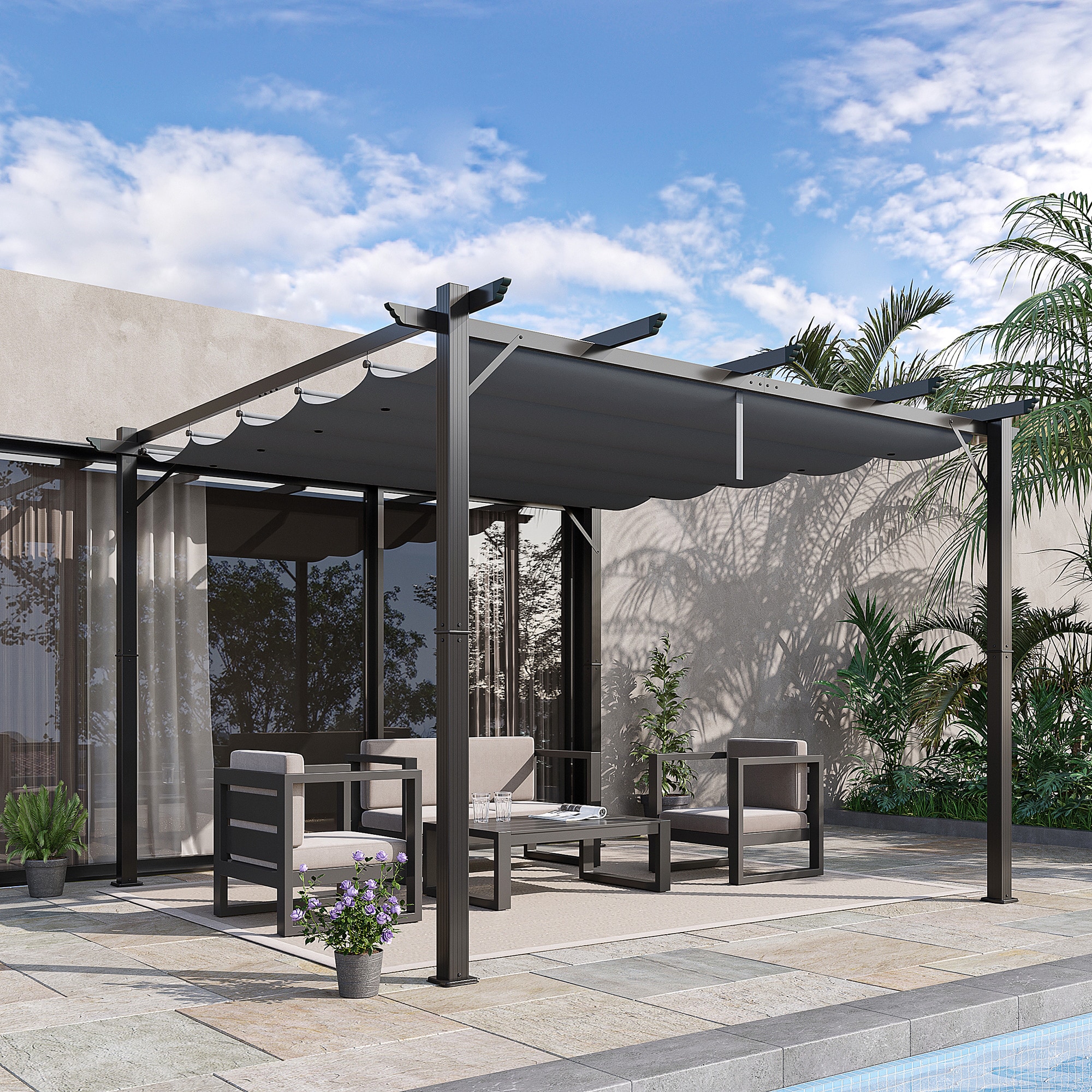 Outsunny 84C-054GY Wood-Resin-Gazebos - View #2