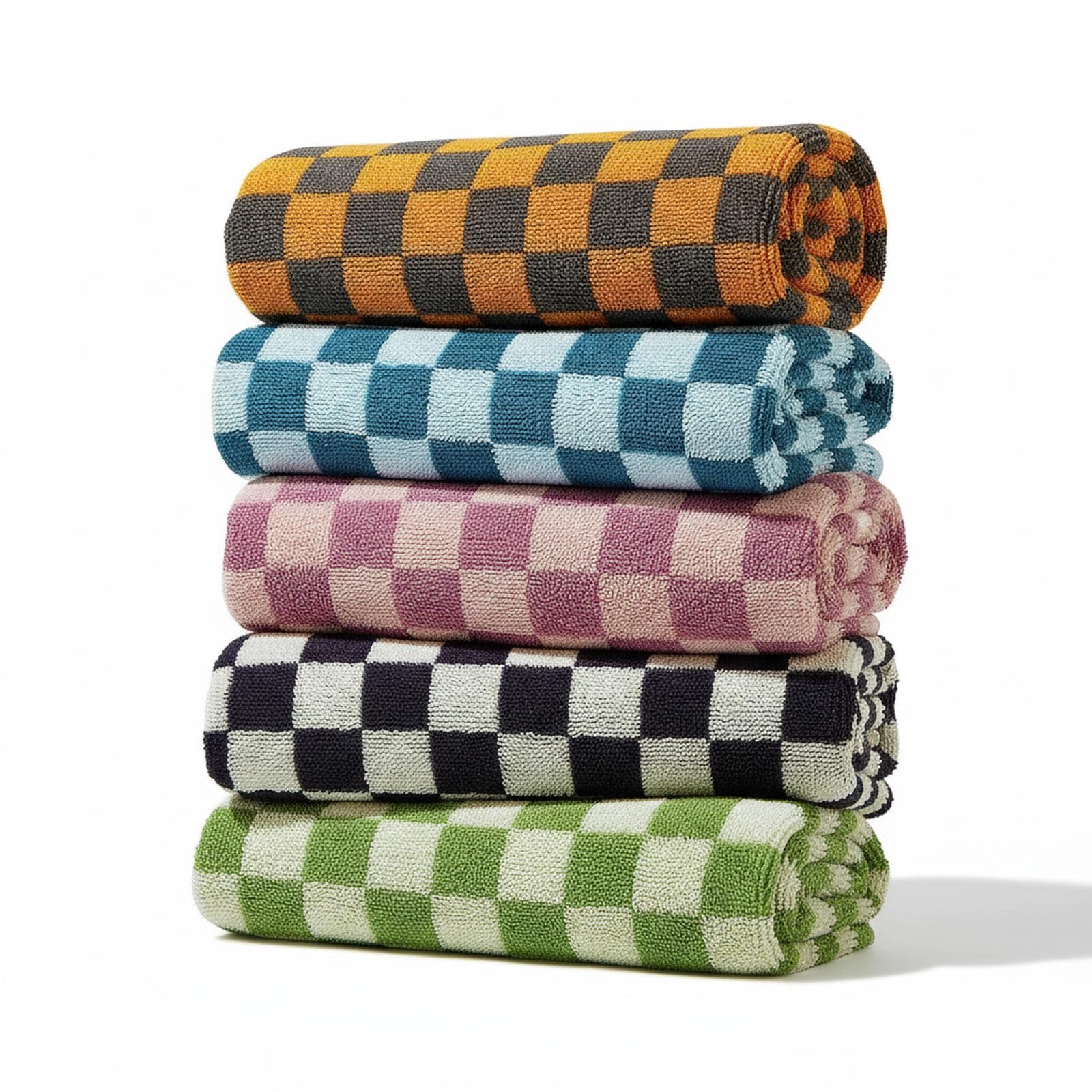 Paradigms Interiors 5 Pack Cotton Hand Towels Soft Absorbent Checkered Multipurpose Bathroom Kitchen Gym Spa