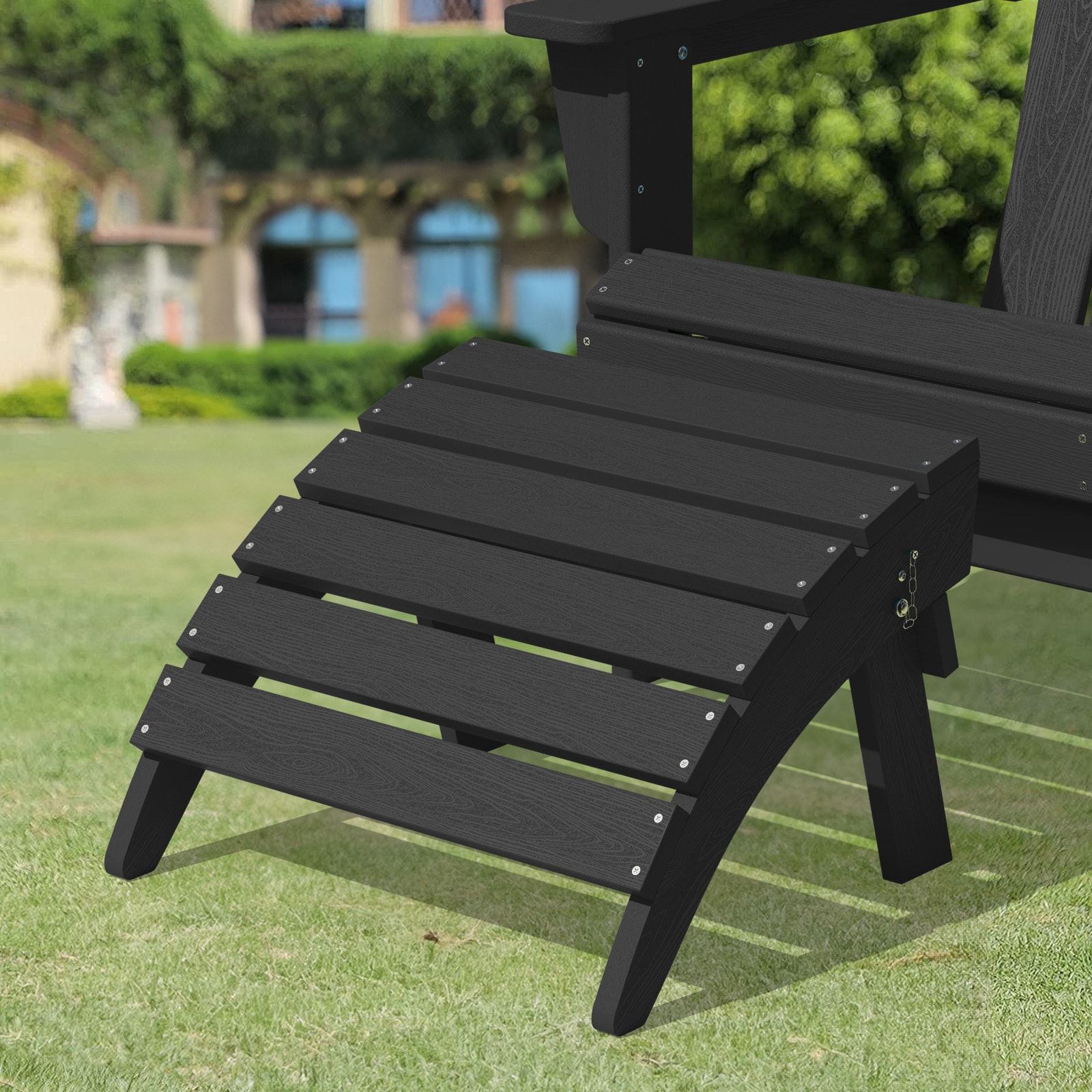 VOUA ZDGJ-BK HDPE Folding Ottoman Black HDPE Ottoman