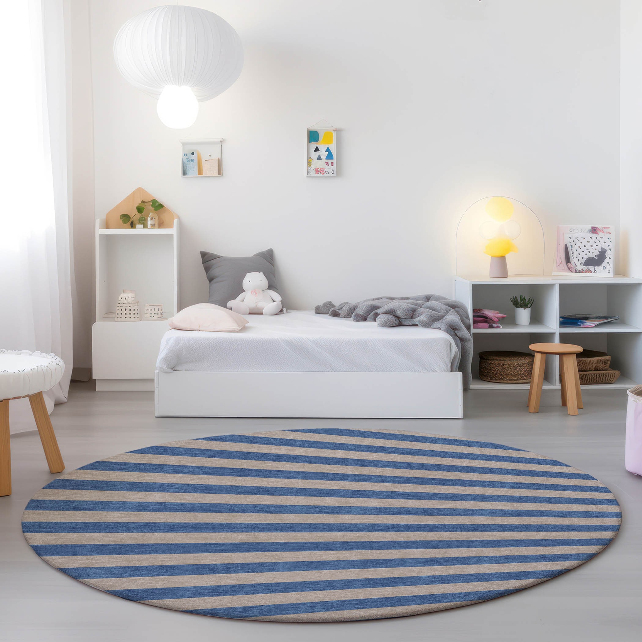 Addison Rugs ACN530TA8RO Chantille ACN530TA 8 x 8 (ft) Polyester Tan Round Indoor/Outdoor Stripe Machine washable Area rug