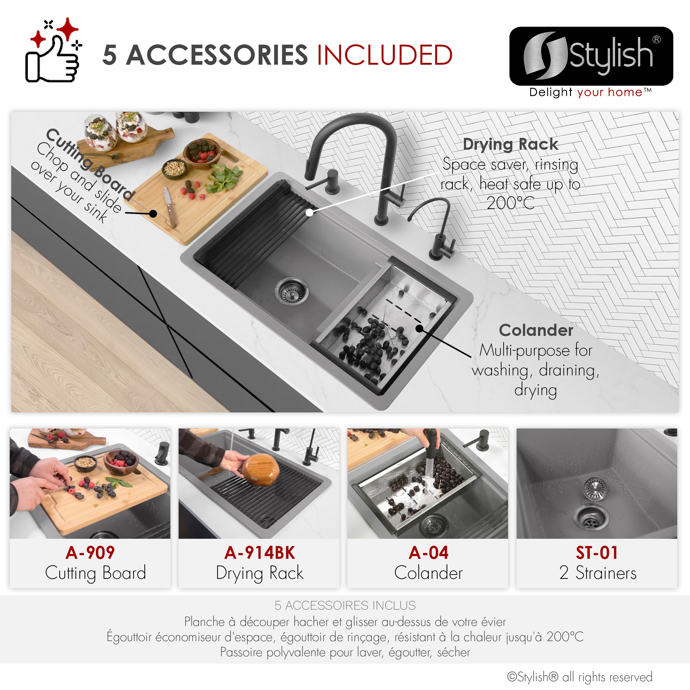 Stylish S-831WL Kitchen-Sinks - View #6