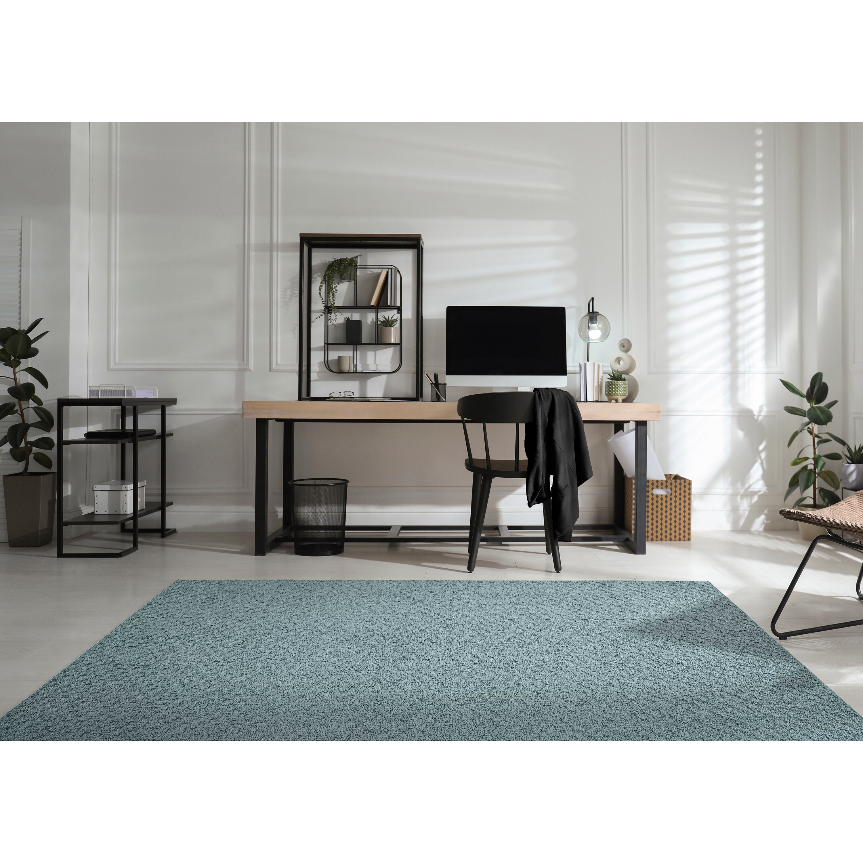 Garland Rug TS000N14418008 Town Square 12 x 15 (ft) Tufted Polypropylene Sea Foam Rectangular Indoor Solid Industrial Area rug