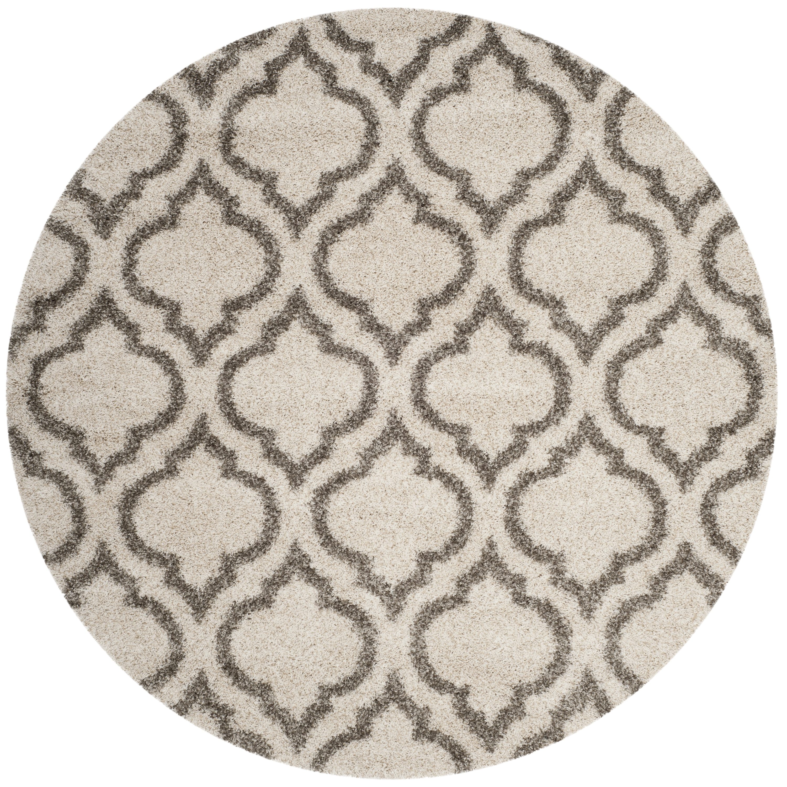 Safavieh SGH284A-7R Hudson Tensas Shag 7 x 7 (ft) Loomed Polypropylene Ivory/Gray Round Indoor Trellis Area rug
